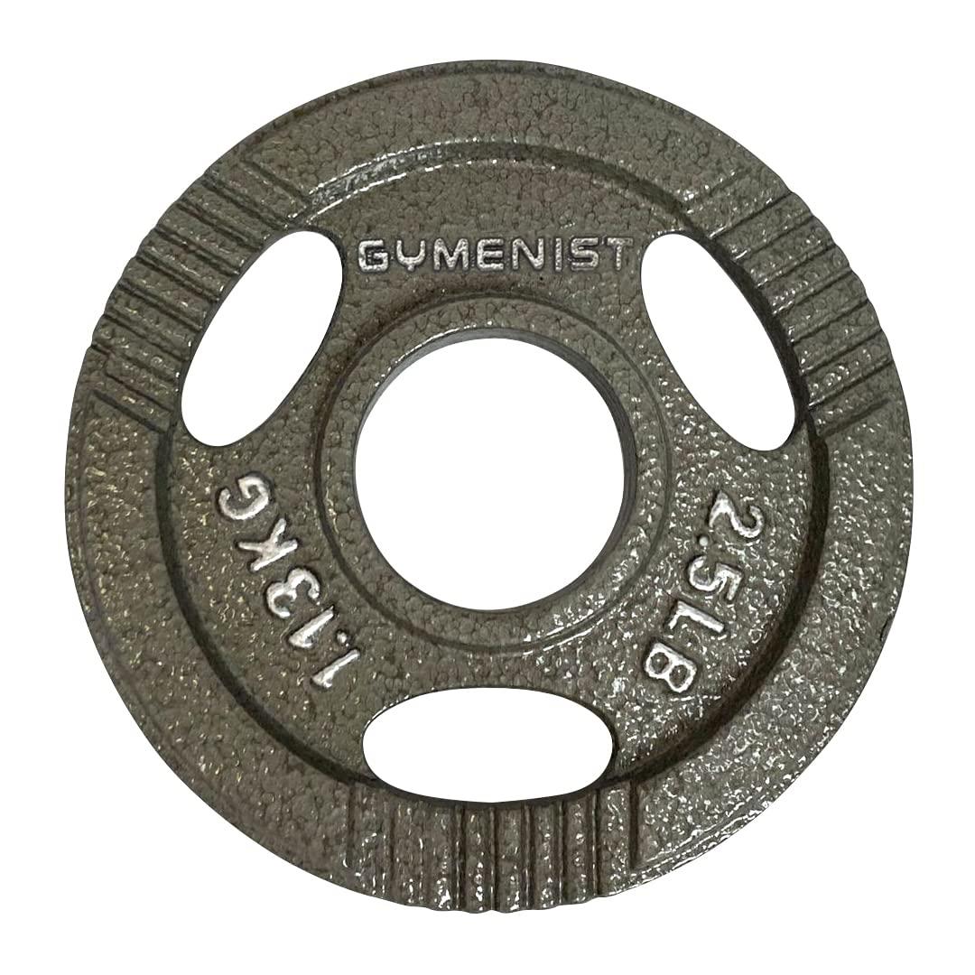 GYMENIST GYMENIST Premium Olympic Rubber Coated Metal Weight Plates for Men and Women Durable Non Slip Grip and Long-Lasting Weights Plate Gym Sets for Home and Commercial Use (2.5 Lb - Single, Metal)