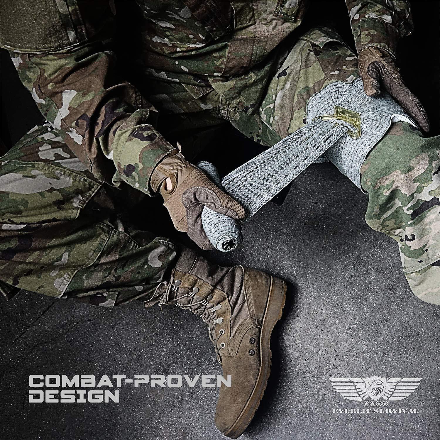 EVERLIT EVERLIT Emergency Trauma Kit, CAT GEN-7 Tourniquet 36" Splint, Military Combat Tactical IFAK for First Aid Response, Critical Wounds, Severe Bleeding Control (Black)