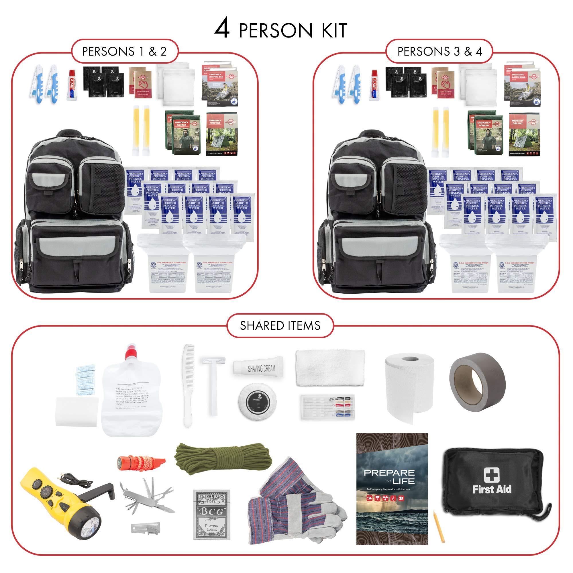 Emergency Zone Emergency Zone Urban Survival Bug Out Bag - 4 Person | Bugout Backpack Survival Kit w/Emergency Food Supply, Survival Gear and Supplies for Disasters