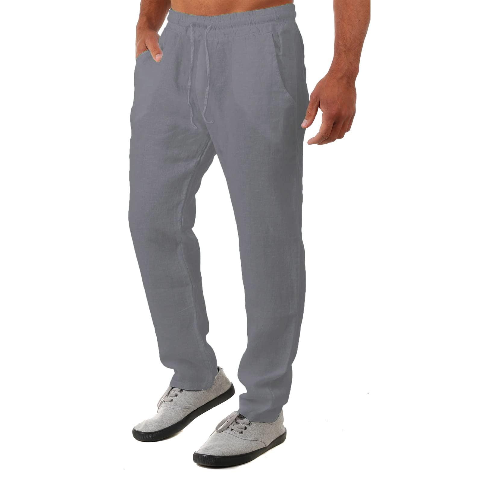 Ctreela Ctreela Mens Lounge Pants Cotton Linen Elastic Waist Loose Jogger Yoga Pants Casual Fashion Summer Fall Jogger Sweatpants Gray