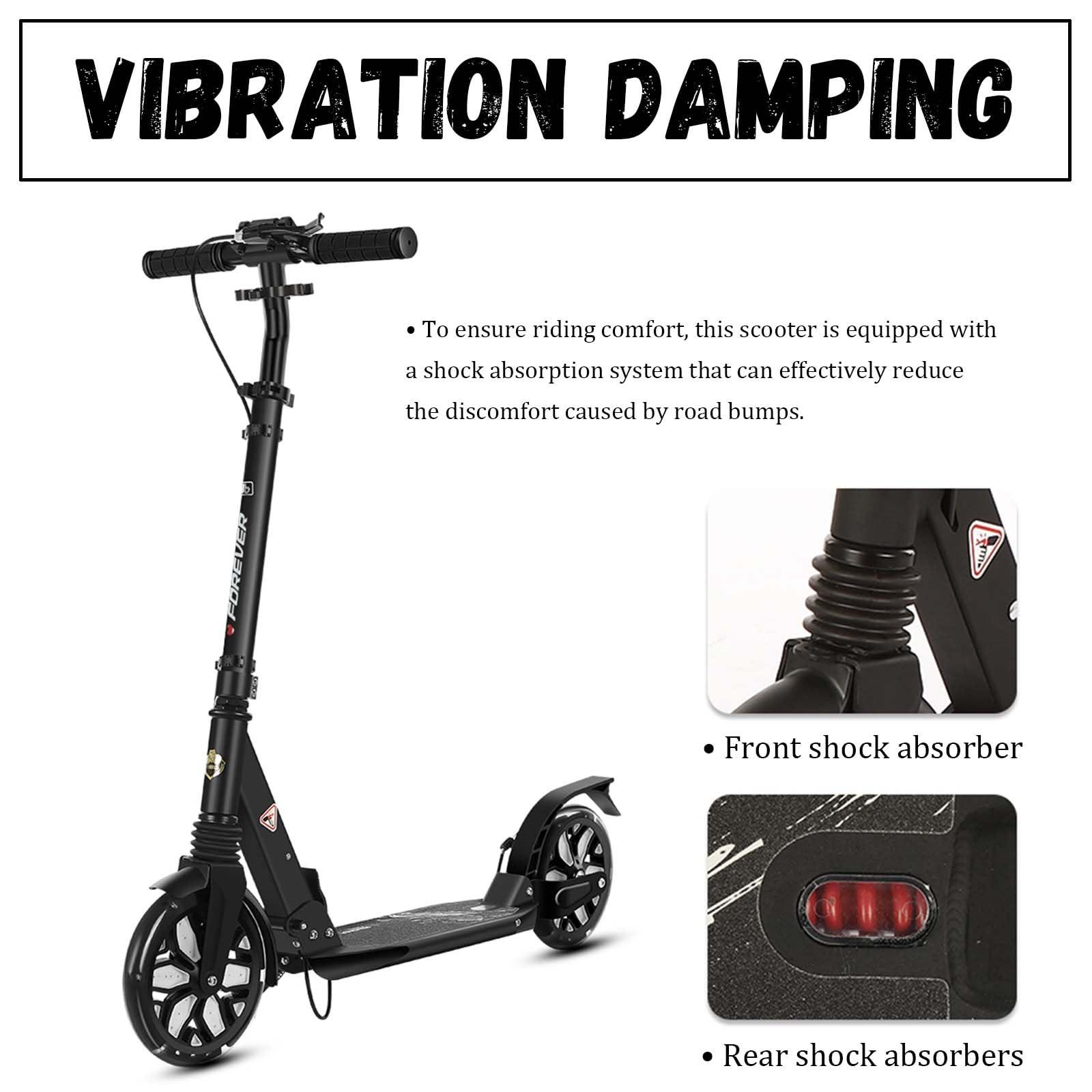 GLDDFDG GLDDFDG Folding Scooter for Adults, Commuter Kick Scooter 300 lbs Capacity, Big Wheels Scooters for Kids 8 Years and up, Adjustable Height, Aluminum,Black