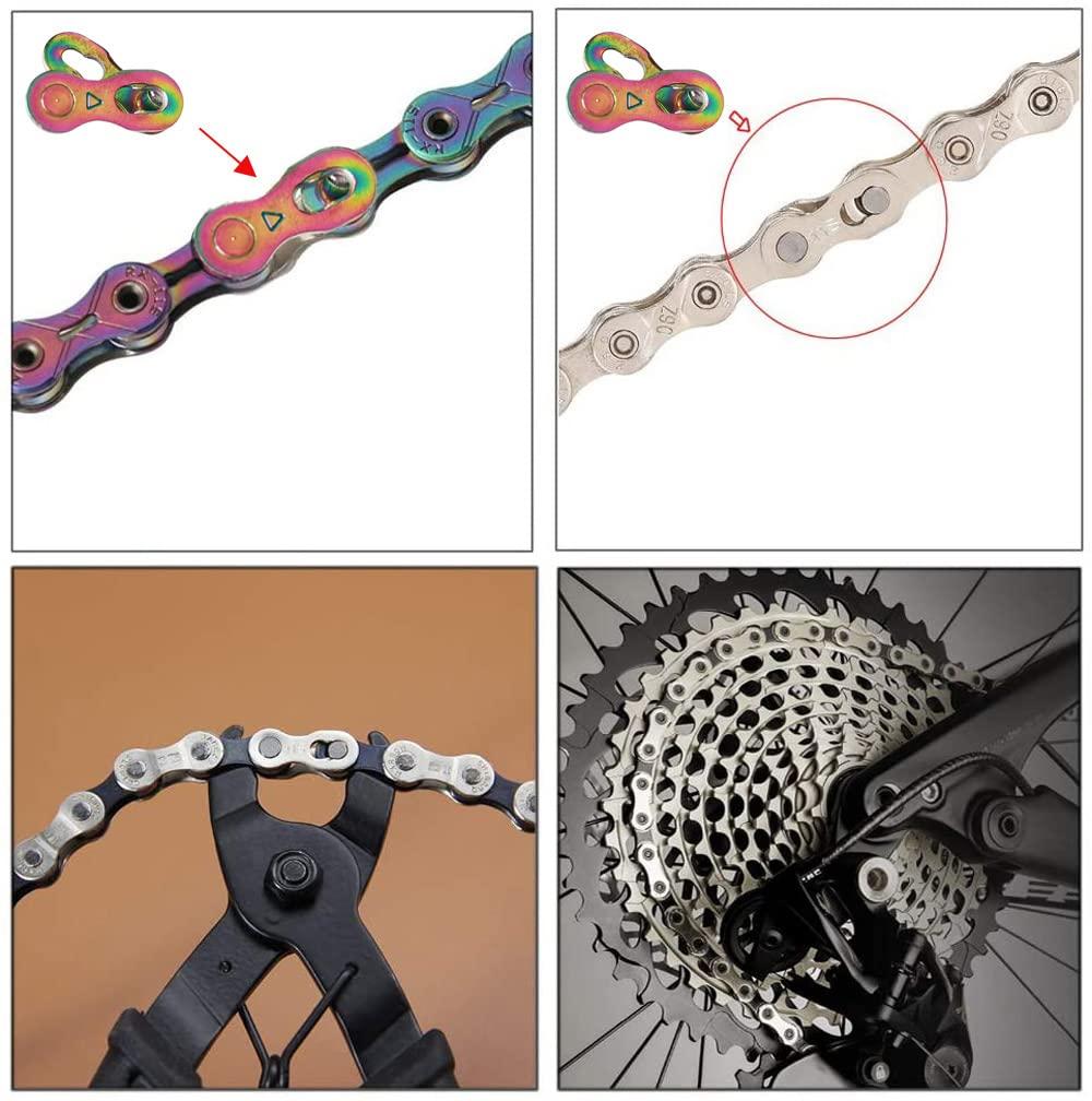 Hyamass Hyamass 4 Pairs Bicycle Missing Link 6/7/8/ Speed Chain Reusable Steel Bike Chain Link(Rainbow)