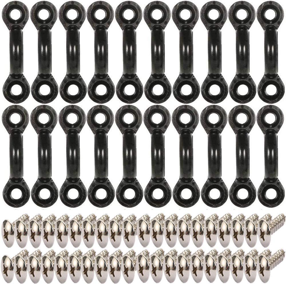 Borogo Borogo Kayak Pad Eye Kit, 20PCS Nylon Bungee Deck Loops Tie Down Pad Eye with 40 Screws for Boat Kayak Deck Rigging Kit