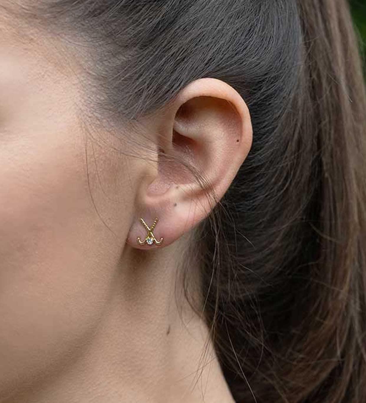 Chelsea Charles CC Sport Field Hockey Earrings - Gold