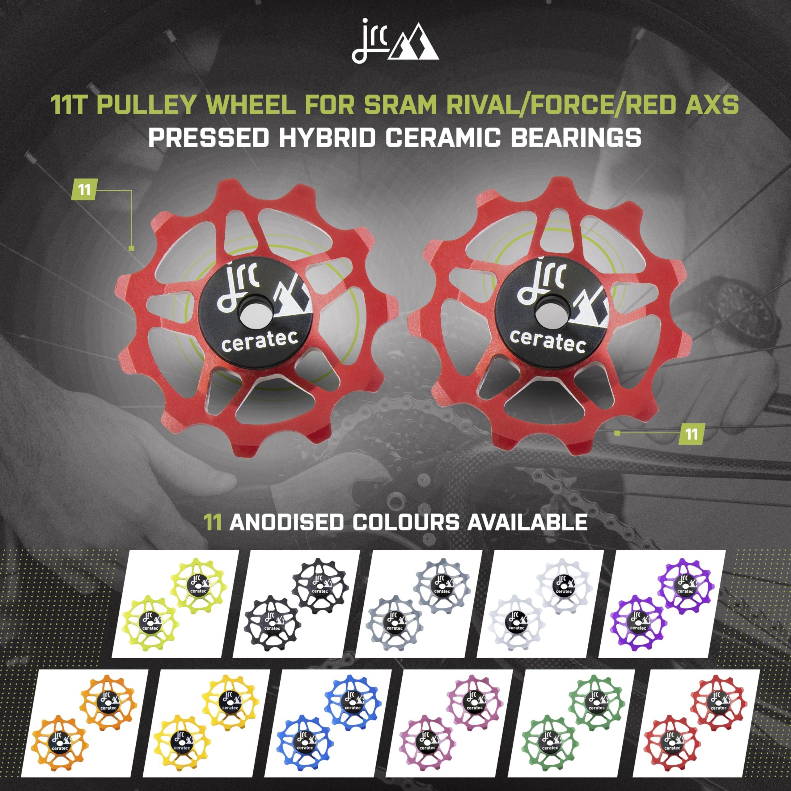 JRC Components JRC Components 11T Ceramic Pulley Wheels | Compatible with Shimano Dura Ace R9250 | Hybrid Ceramic Derailleur Pulley Wheel Suitable with Shimano 12 Speed | Rear Derailleur Pulley Wheels - Red
