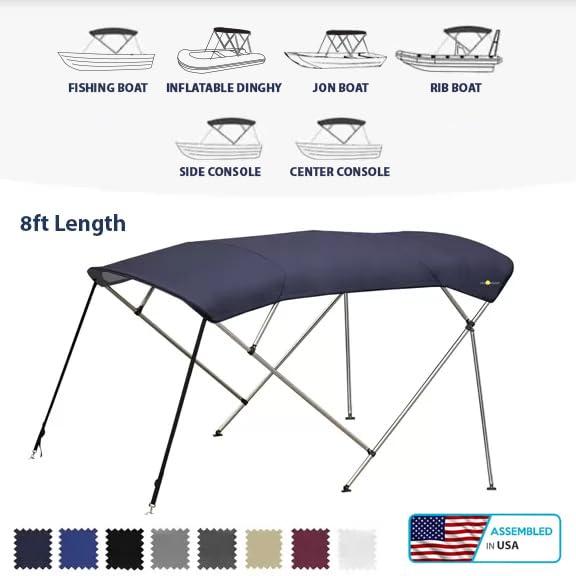 Oceansouth Oceansouth 4 Bow Bimini Top Premium Range 8ft Length (Blue, Bimini TOP 8ft 4 Bow 90\"-96\")
