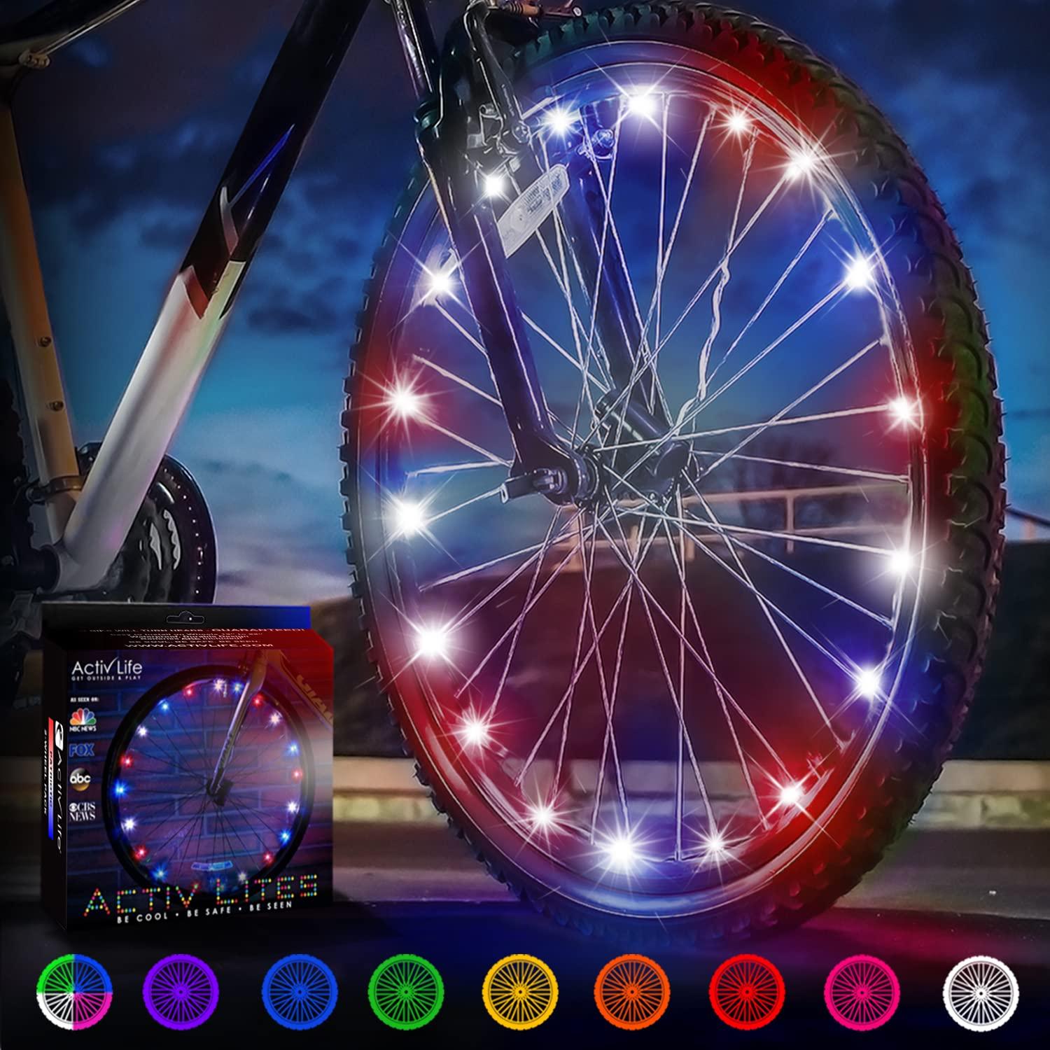 Activ Life Activ Life LED Bike Wheel Lights with Batteries Included, Get 100% Brighter and Visible from All Angles for Ultimate Safety & Style (1 Tire Pack, Patriotic)