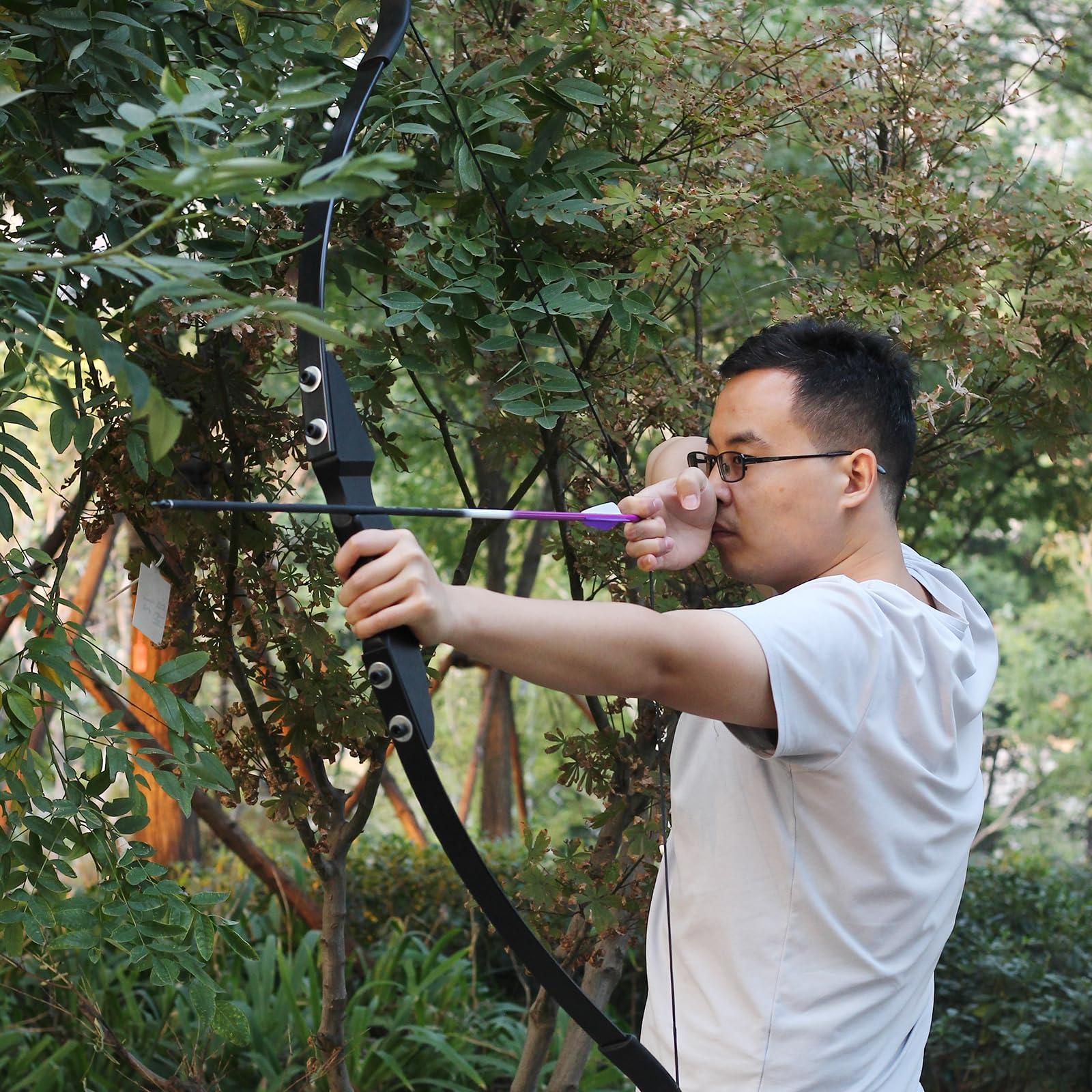 SOPOGER SOPOGER Recurve Bow and Arrow Set - Archery Takedown Recurve Bow Set for Adult Beginners Target Practice 30lbs 40lbs Right Handed Longbow Outdoor Backyard Hunting Shooting Training Kit (30lbs)