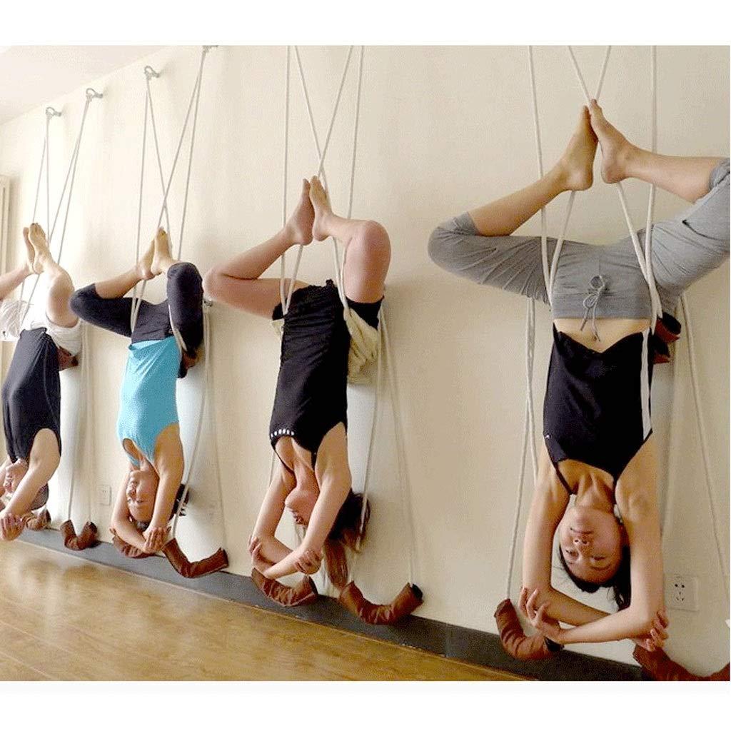 DLT Iyengar Yoga Wall Ropes Sling Kit, Included 16mm Diameter White Cotton RopeX4, Stainless Steel Lifting Eyebolts, Brown Linen Cylinder CoverX4, Ideal For Inversion Exercises ( Size : Expansion boltX4 )