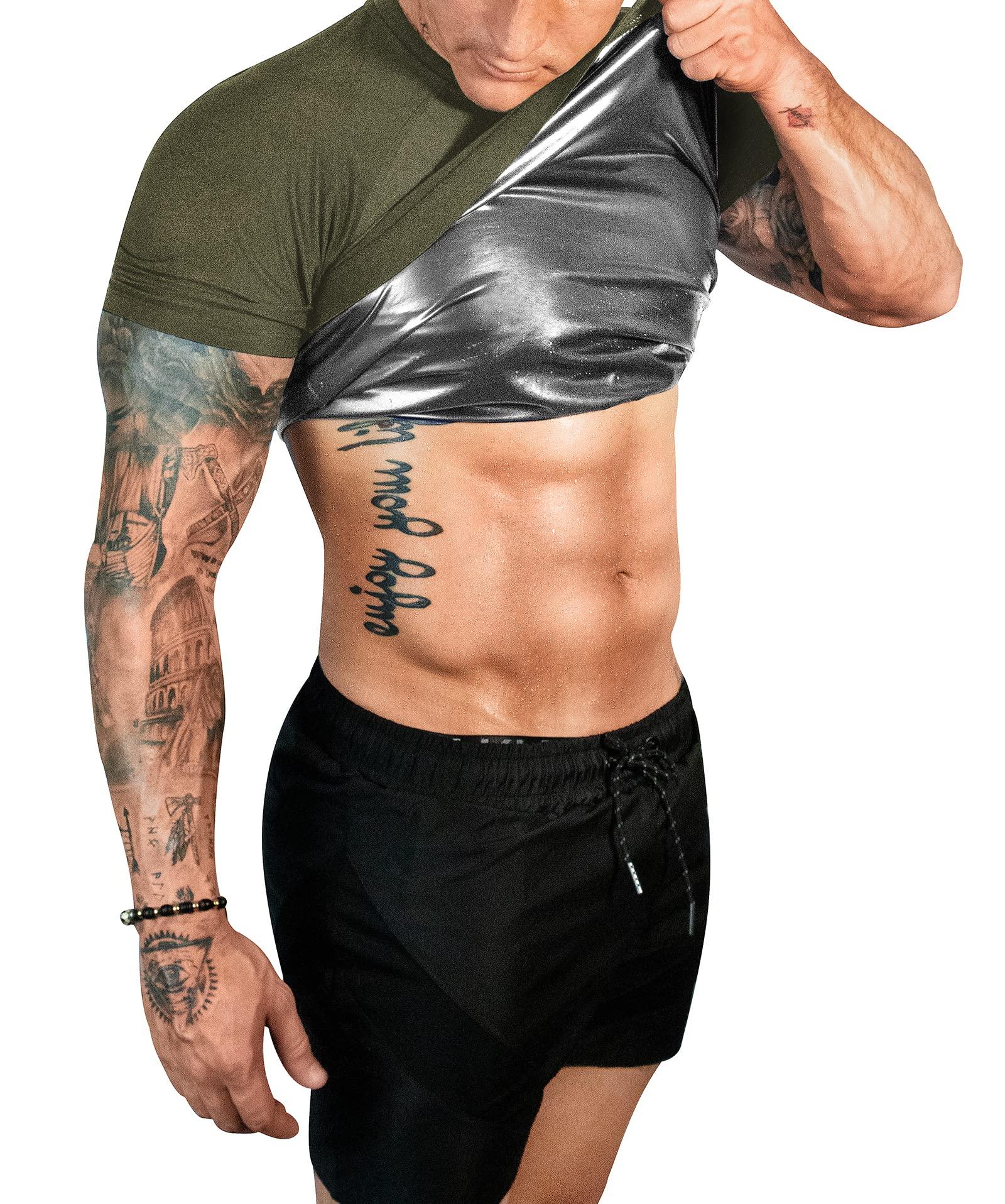 FUXERT FUXERT Sauna Shirt for Men Sweat Sauna Suit for Gym Exercise Compression Shirt Workout Shapewear (GN XXL)