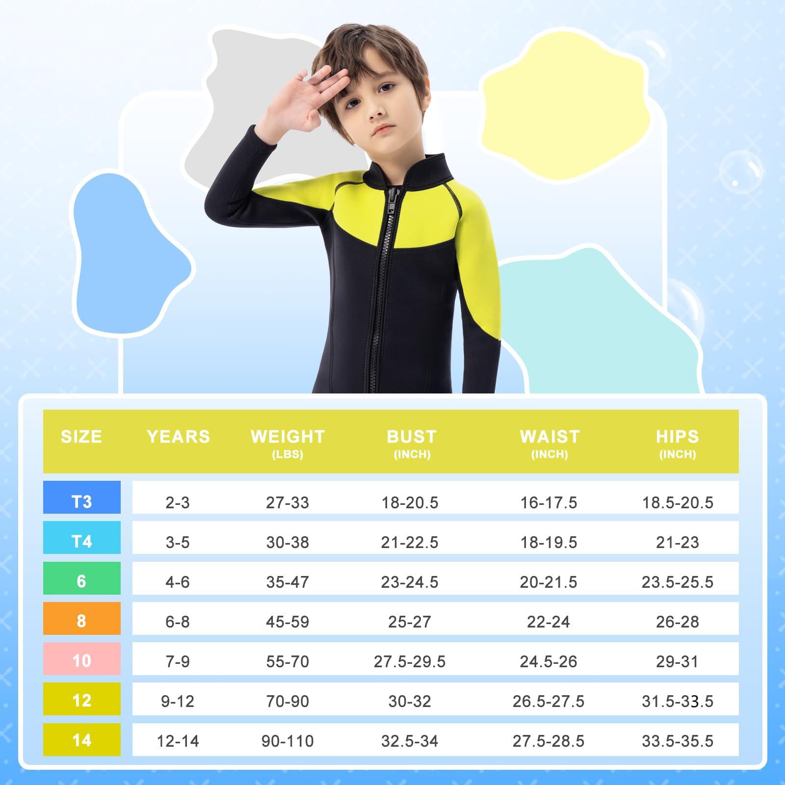 INTBOSS Intboss Kids Wetsuit Top 3mm Wet Suit Jacket for Boys and Girls 3T 4 T Toddlers Wetsuit Jacket 2mm Youth Size 6-14