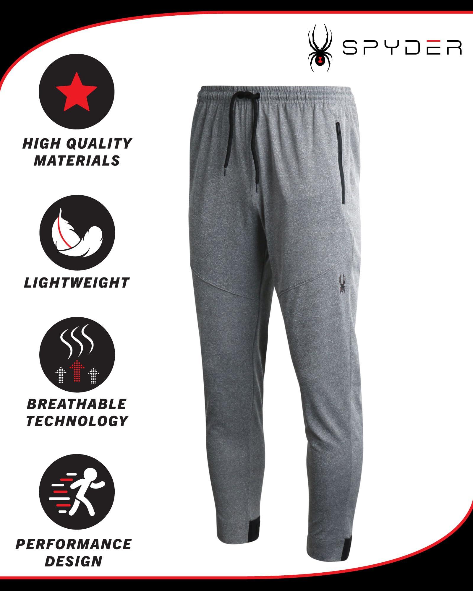 Spyder Spyder Mens Sweatpants with Pockets - Athletic Performance Tech Joggers for Men, Terry Workout Pants for Gym, Running, Hiking, Size Medium, Burnt Charcoal