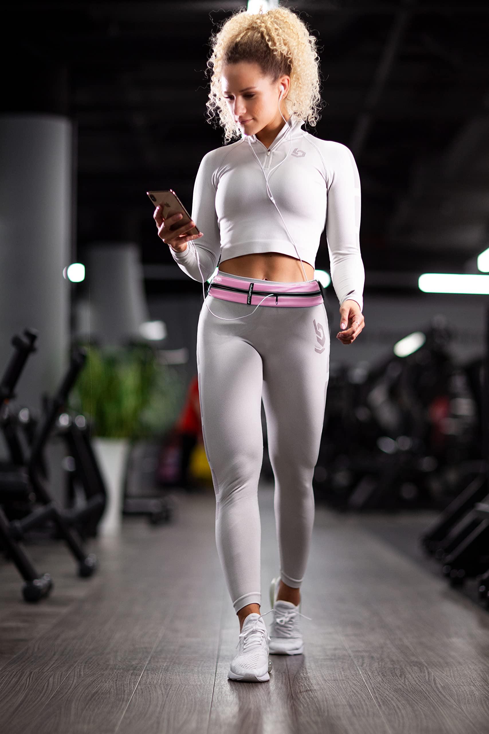 Fitgriff Fitgriff Running Belt for Men & Women - Secure Jogging Pouch for Phone, Keys & Essentials - For All Cell Phones (Pink, 33.5" - 47.5" Waist Size)
