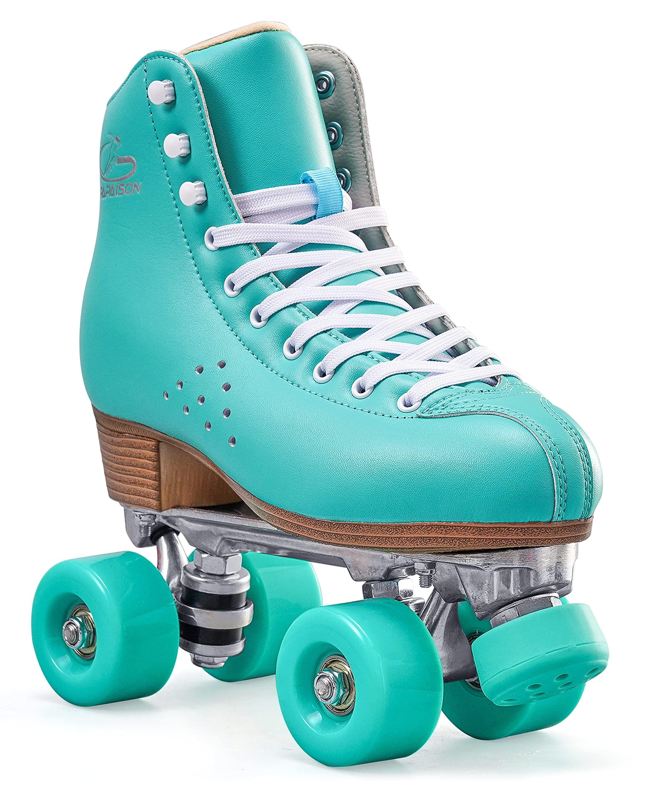 PAPAISON PAPAISON Roller Skates for Women and Men, Deluxe 2 Layer Microfiber Leather Double Row-Classic Roller Skates for Girls, Professional Outdoor Indoor Quad-Skates for Kids & Adults