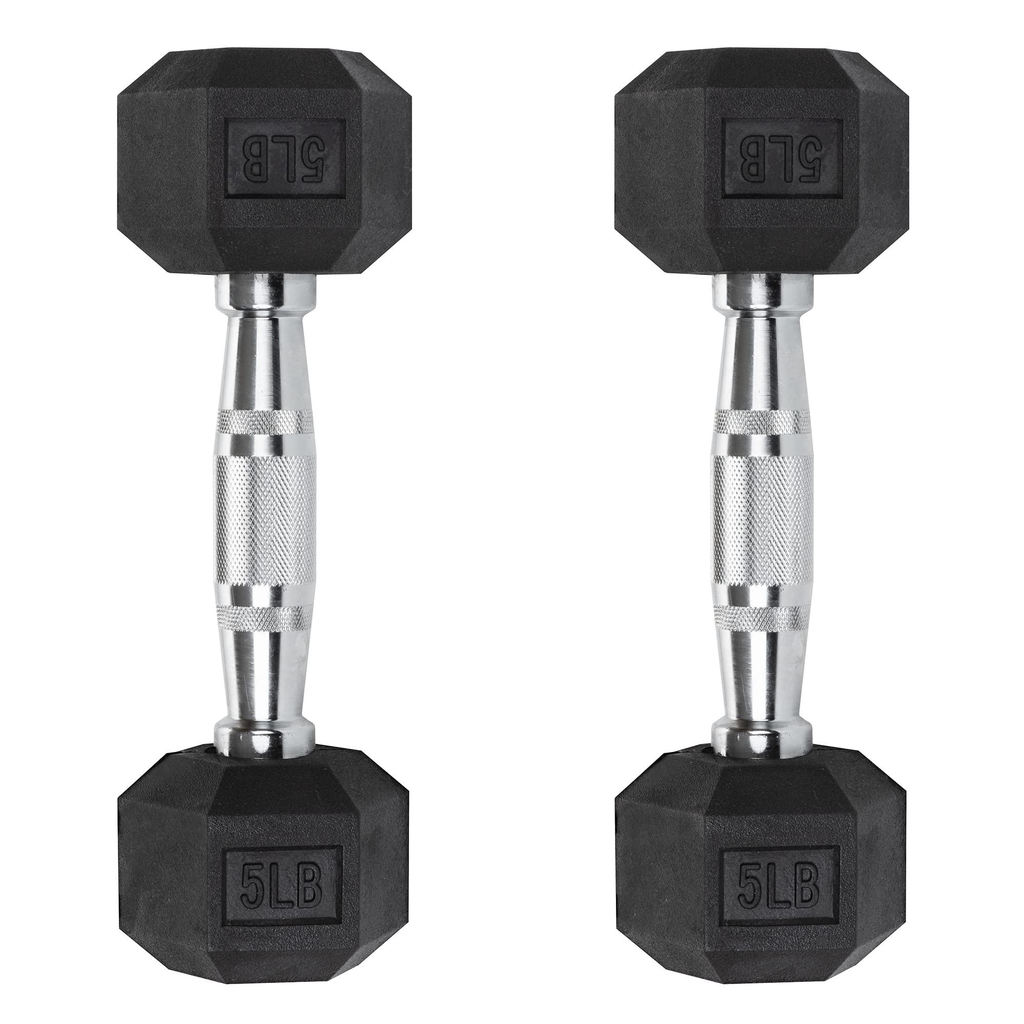 Iron Crush Iron Crush Hex Dumbbells - Heavy Duty PVC Coated Weights, Chrome-Plated Knurled Handles - Workout, Exercise, Lifting, Body Building Home Gym Training Gear - 3 Lb to 50Lb Options - Sold in Pairs