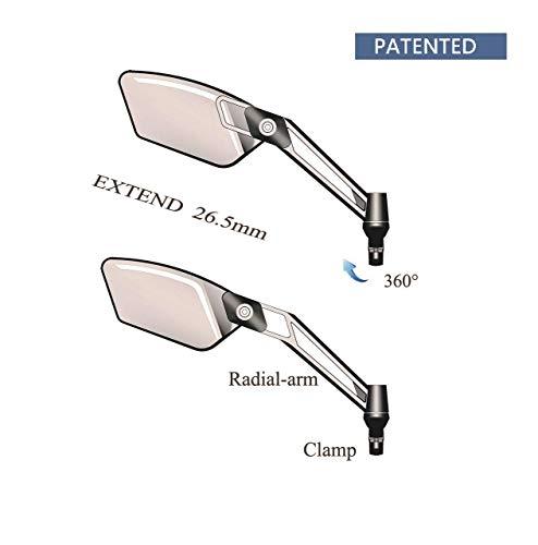 MEACHOW MEACHOW New Scratch Resistant Glass Lens,Handlebar Bike Mirror, Adjustable Safe Rearview Mirror, Bicycle Mirror (Silver Right Side) ME-003RS