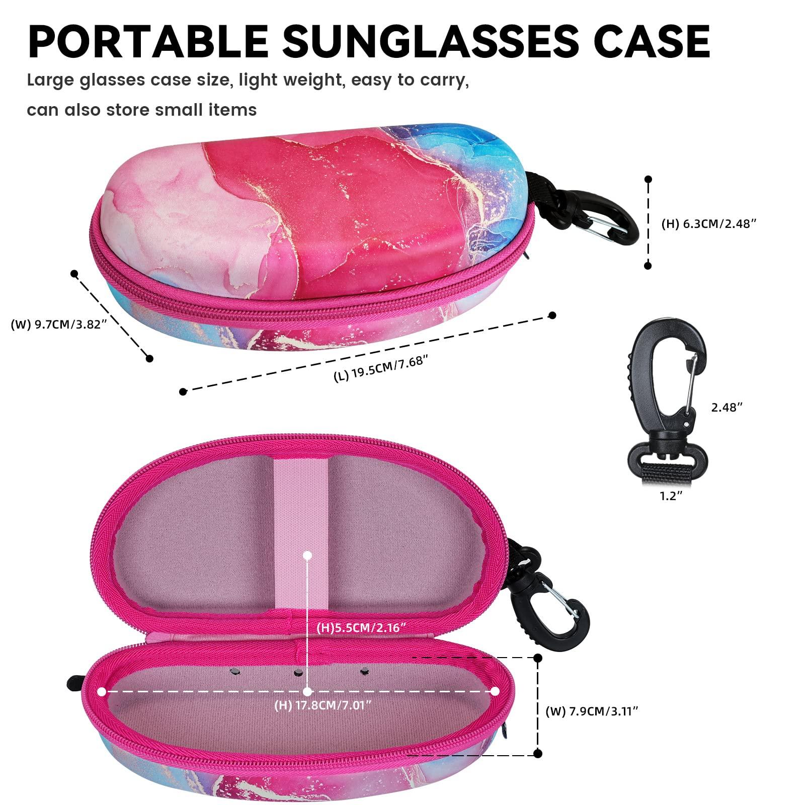 molshine molshine Oversized Sunglasses Case, Swim Goggles Box,Zipper Diving Glasses Bag with Hook for Women Men Travel Outdoor Sport(Pink)