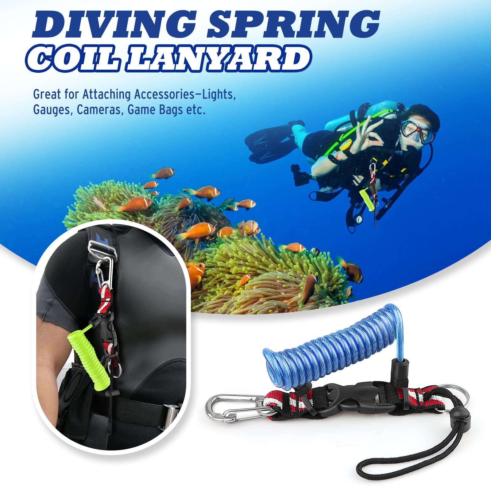 OVOVFANY OVOVFANY Scuba Diving Lanyard + Double-Clips Scuba Retractable Lanyard
