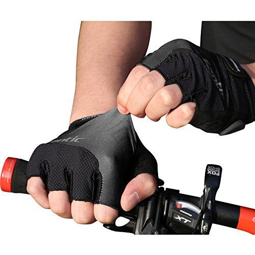 Santic Santic Classic Fingerless Cycling Gloves with Shock-Absorbing Foam Pad Breathable Half Finger Moutain Bike Bicycle Riding Gloves for Men and Women Black XL