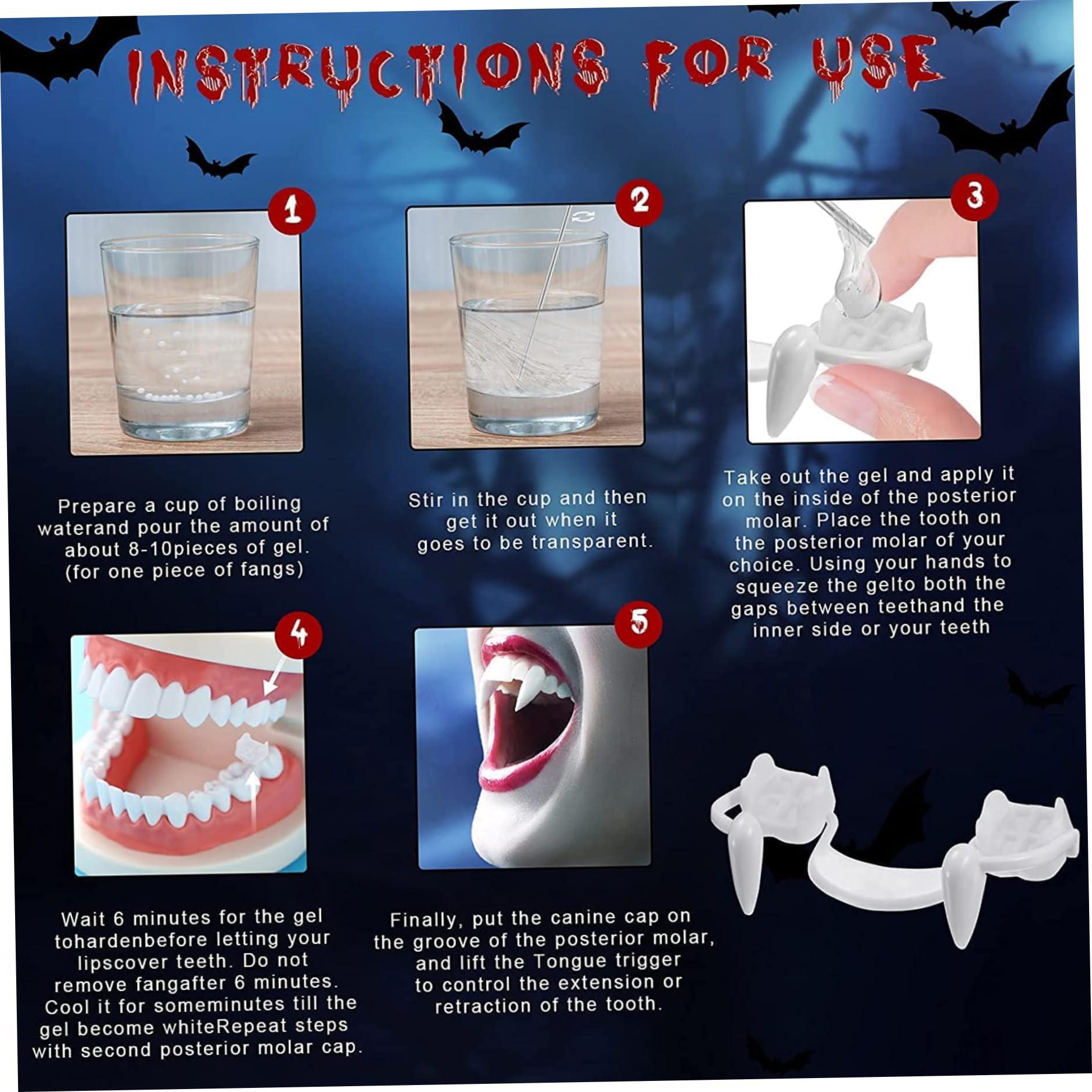 KUYYFDS KUYYFDS Vampire Teeth,Vampire Fangs Retractable Fangs for Adults 2 Pieces Telescopic Fangs Teeth Fake Fangs Braces Fake Dentures with Halloween Party Fangs