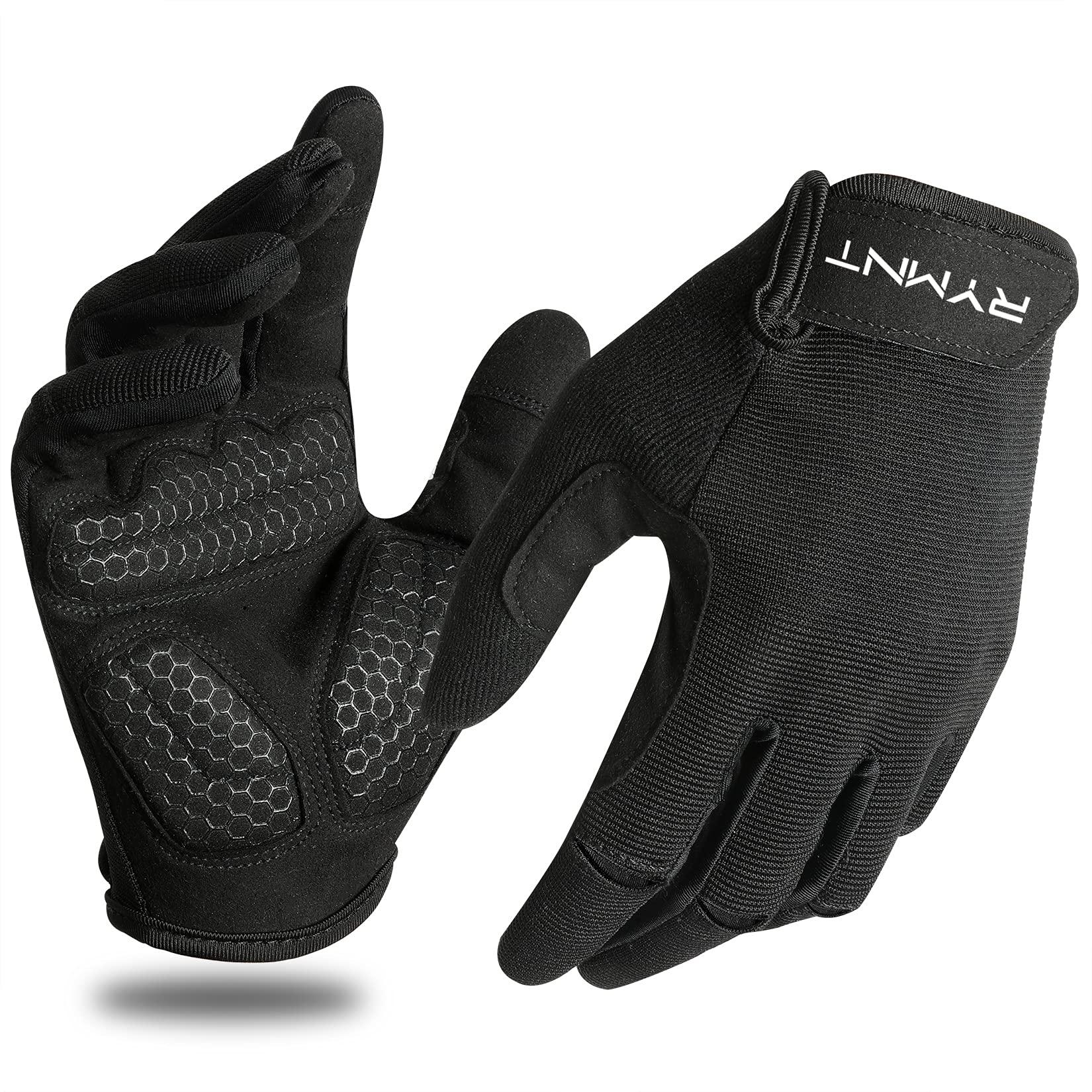 RYMNT RYMNT Full Fingers Workout Gloves for Women Men-Gym Gloves for Women Weight Lifting, Exercise Fitness Gloves-Touch Screen-Extra Grip Foam-Padded-Anti-Slip for Fitness,Training,Cycling.Black-Medium