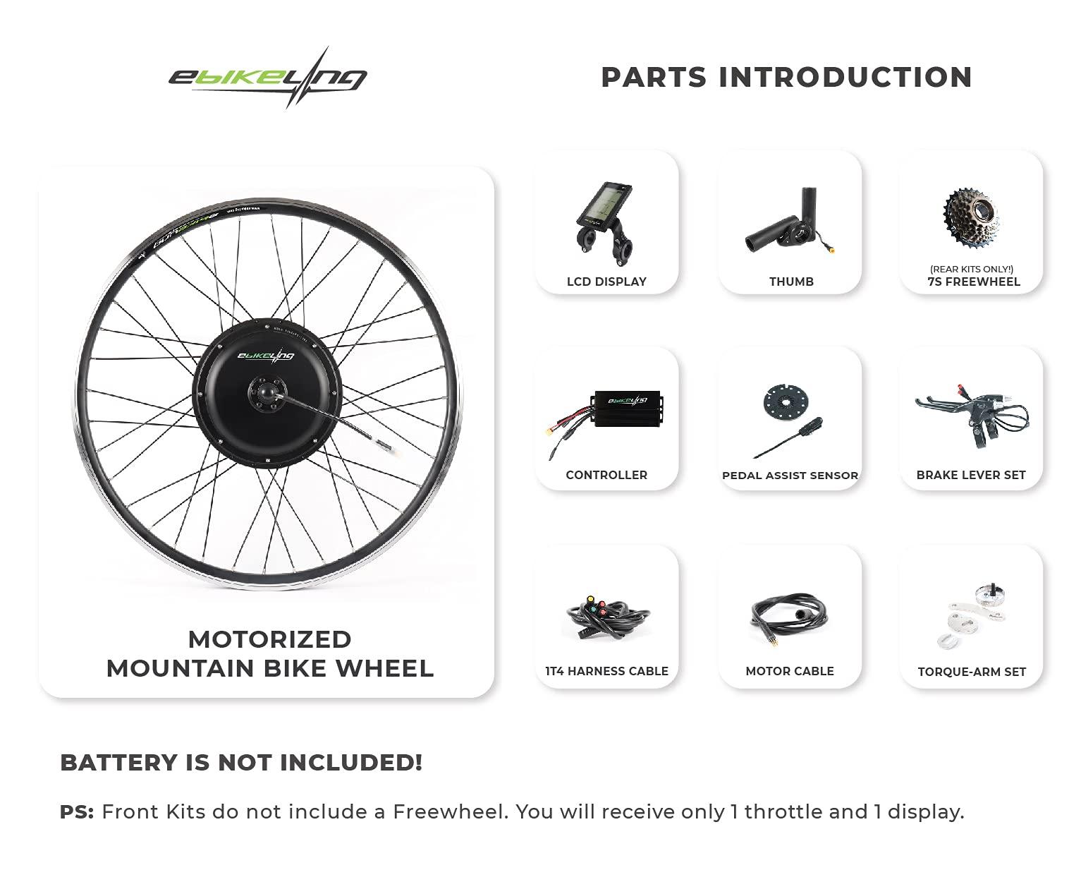 EBIKELING eBikeling Ebike Conversion Kit 36V 500W, 26\" Rear Waterproof Electric Bike Conversion Kit, Add On Electric Bike Kit, Transform Your Bicycle with High-Performance E-Bike Technology
