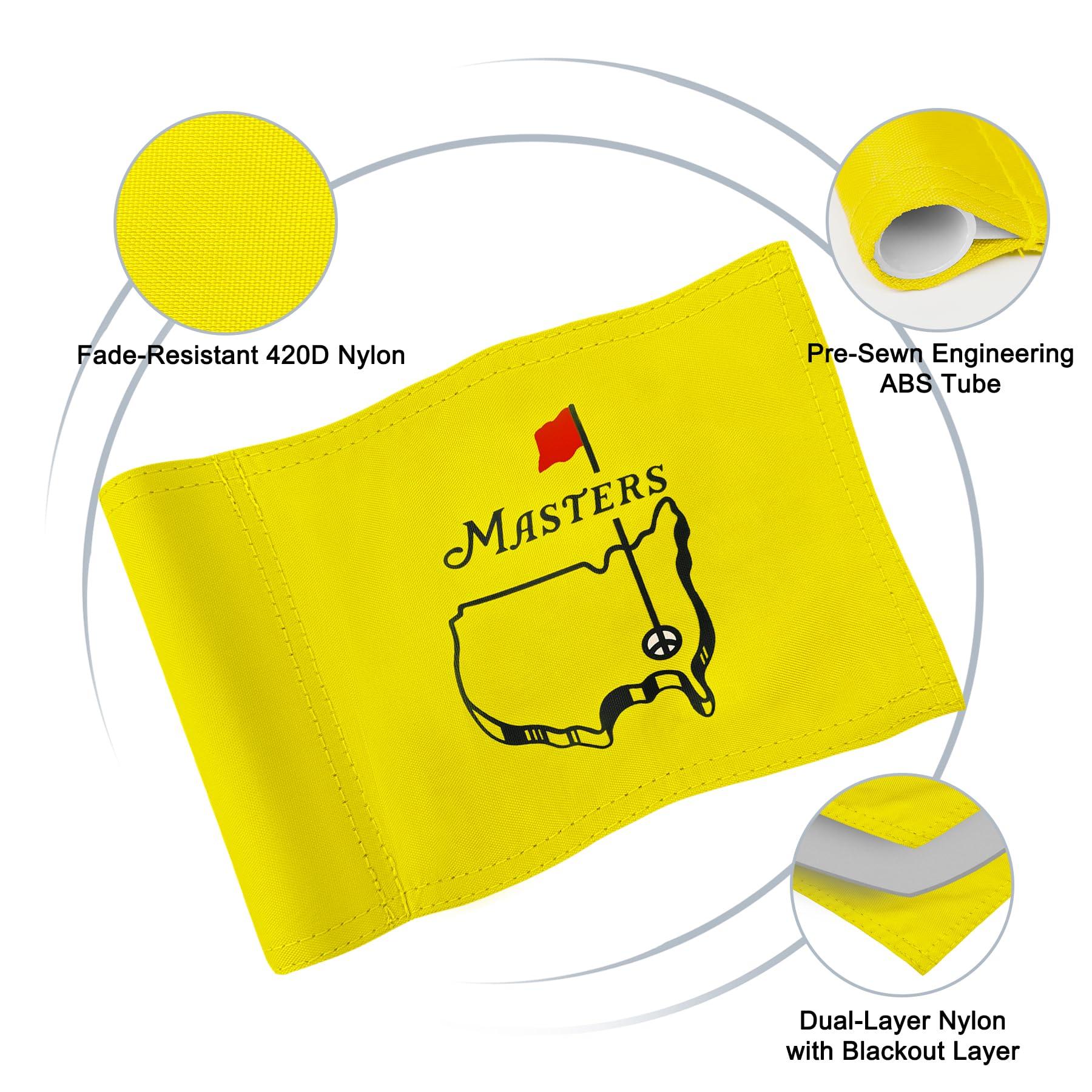 COGOLFING CoGolfing Augusta National Golf Flag Mini, 8x6 Inch, Double-Sided Silk-Screened, Fade-Resistant 420D Nylon, Ideal for Backyard Practice Putting Green, Yellow, 3-Pack