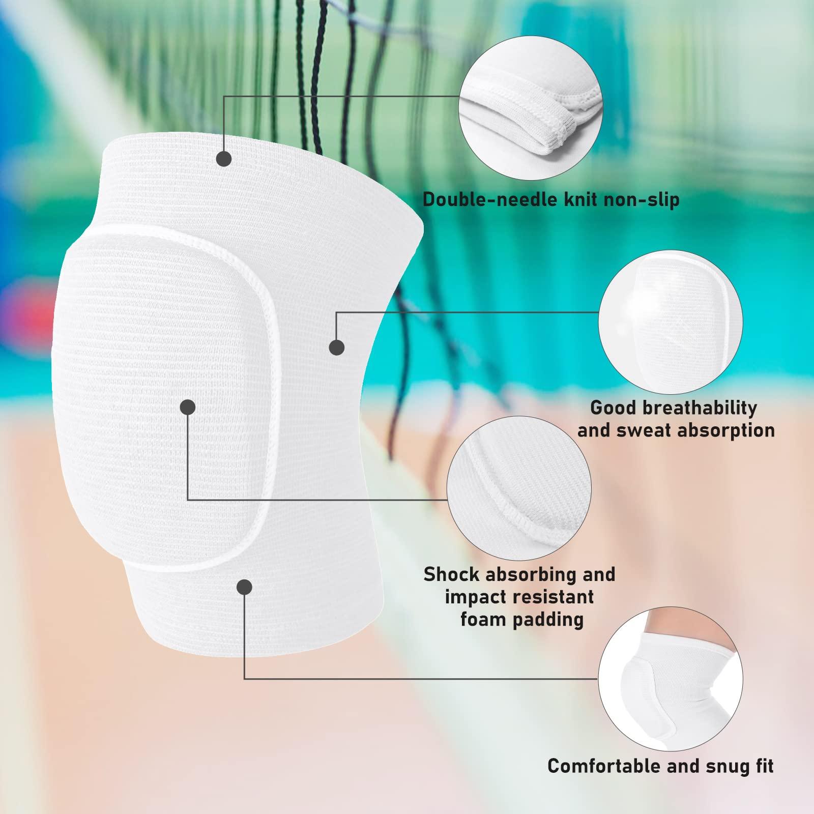 Ruizaua Volleyball Knee Pads, Soft Breathable Thick Sponge Youth Volleyball Knee Pads for Men Women Girls Knees Protective, Knee Pads for Volleyball Basketball Football Dance Workout Climbing etc Various Sports S (White)