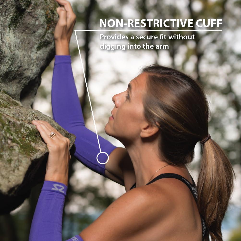 Zensah Zensah Compression Arm Sleeves - Made in USA, Thermal Arm Warmers for Cycling and Running with UV Sun Protection (Neon Pink, Small/Medium)