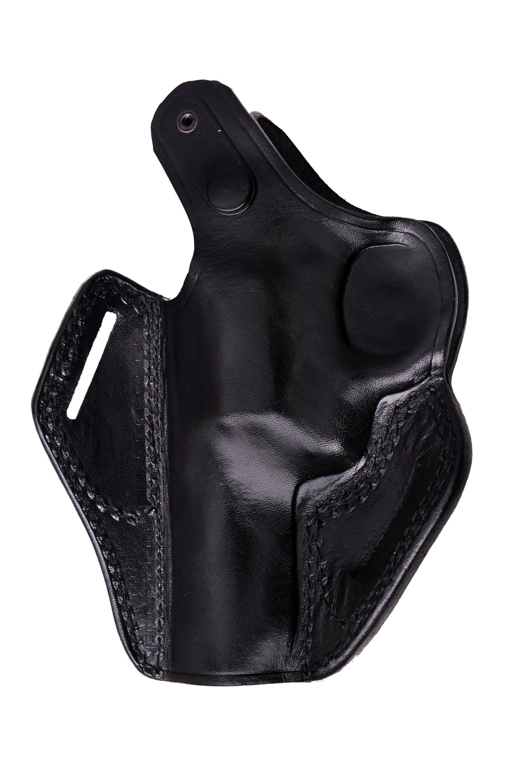 PulsarHolster Premium Leather Holster with Safety Lock fits S&W Models 686 586 10 19 60 66 637 640 642 340PD 360PD, Basket Weave Handmade, Right Handed, PulsarHolster (Black, S&W Model 10 5\" nch)