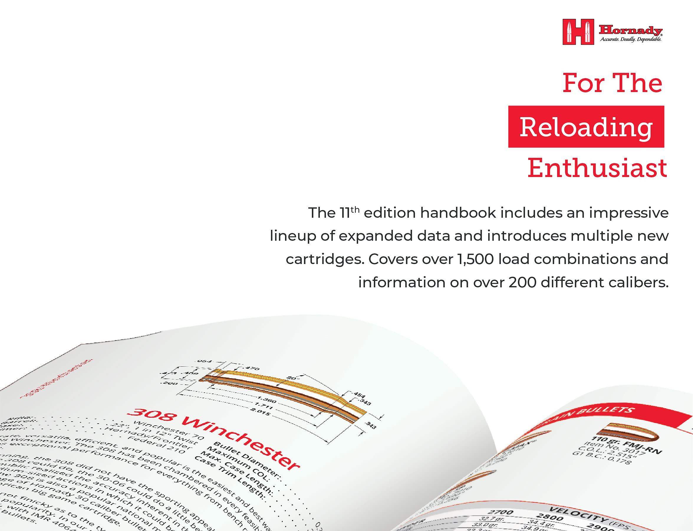 Oeream Hornady Reloading Manual - 11th Edition Handbook of Cartridge Reloading (2021), Features 1,000 Pages of Reloading Data, Techniques and Bullet Information - All Skill Levels, Hard Cover