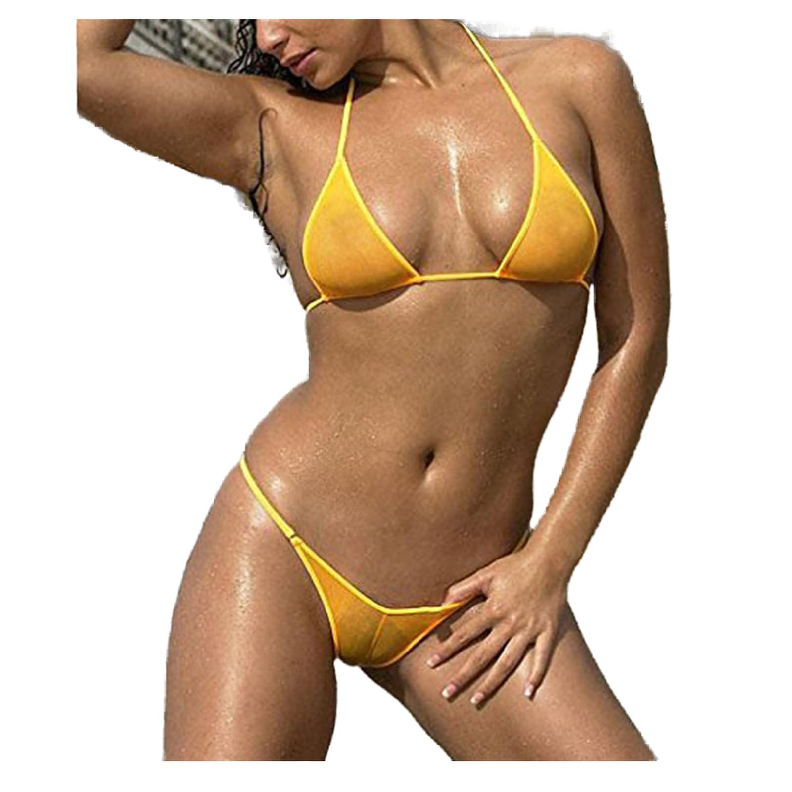 Tinpia Tinpia See Through Micro Bikini Set Brazilian Sheer Sex Swimwear Beachwear Swimsuit