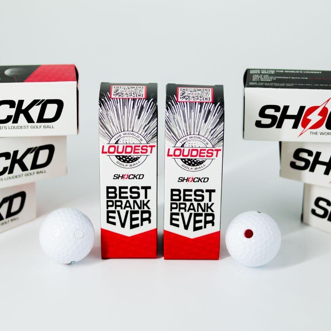 SHOCK'D GOLF BALLS SHOCK'D GOLF BALLS - The World's Loudest Golf Ball - Viral Prank Ball (Sleeve of 3, Novelty) - White Dot Botton