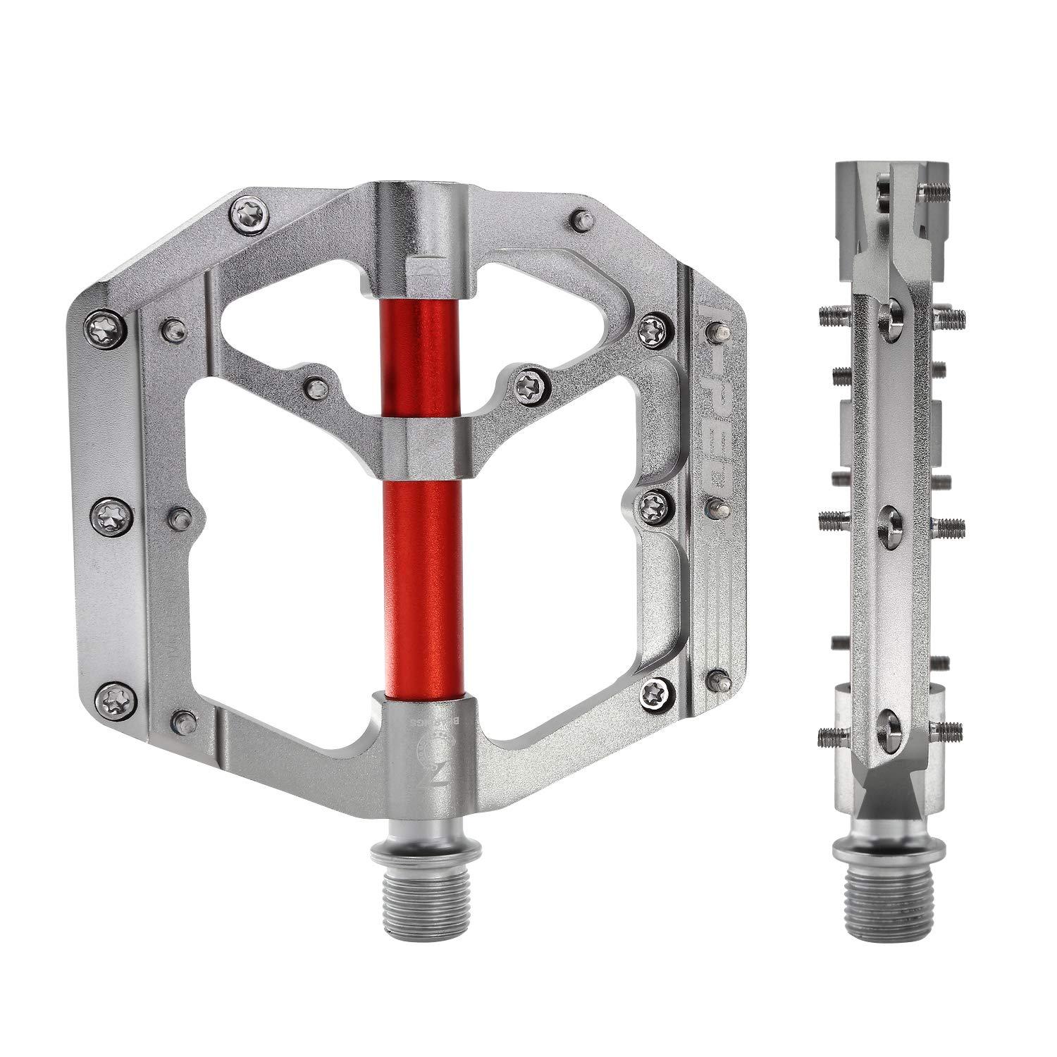 K PEDC K PEDC Aluminum Alloy 9/16" Bike Pedal MTB Wide Platform Flat Non-Slip Bicycle Pedals with 3 Bearings for Mountain Bikes, Road, BMX