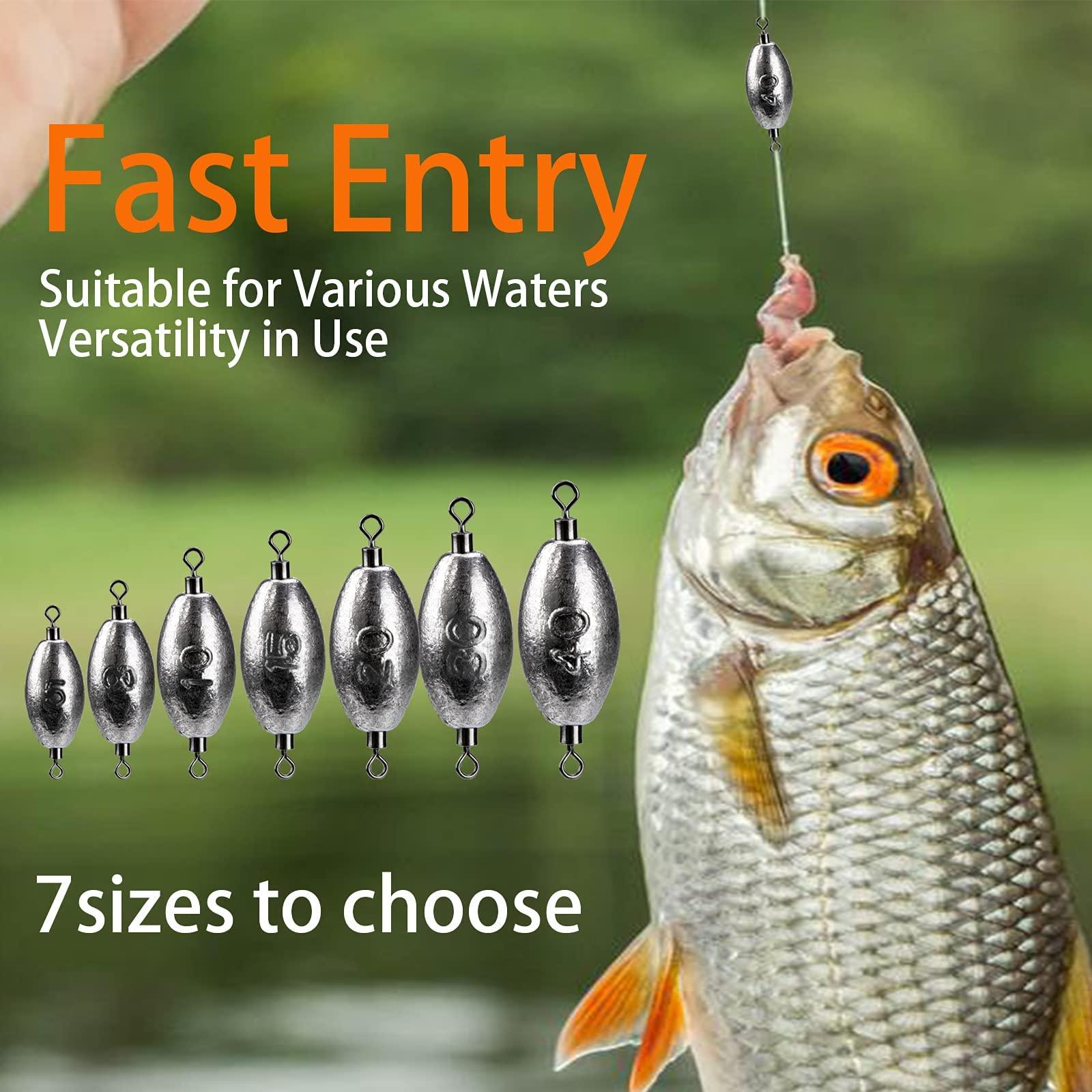 THKFISH THKFISH Fishing Weights Inline Weights Trolling Sinkers Swivel Weights Quick Set Up Lead Fishing Sinker with Inner Swivel Set 1/3oz 1/4oz 1/5oz 1/6oz 1/7oz 3/8oz 1/2oz 3/4oz 1oz 1.4oz