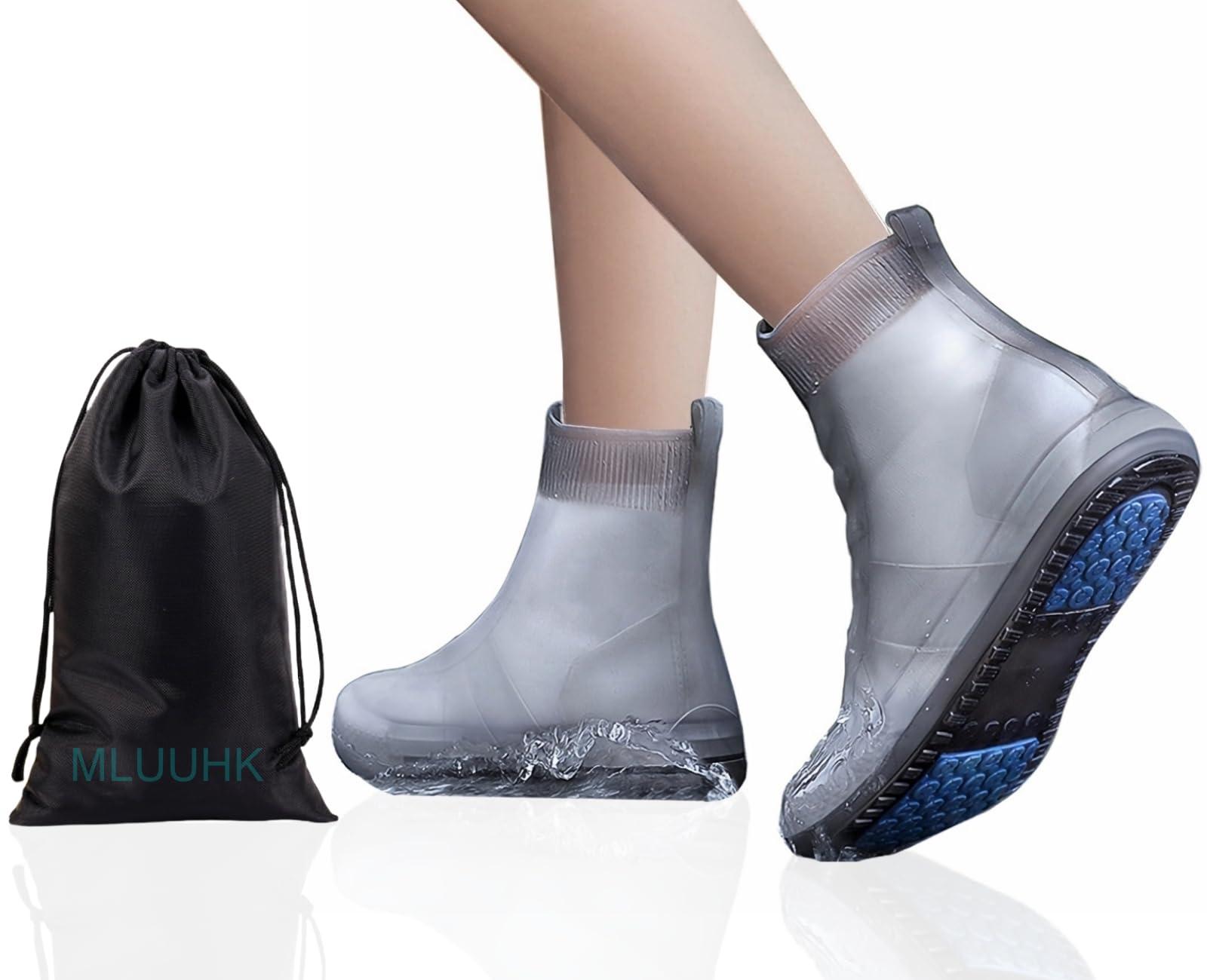 MLUUHK MLUUHK Waterproof Shoe Covers, Reusable Shoe Covers Non-Slip Shoes Boots for Outdoor Cycling Camping Fishing Travel (Grey, XXL)