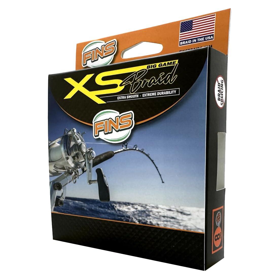 FINS FINS XS Big Game Braid - USA Made - 8-End Round Abrasion Resistant Braided Fishing Line for Freshwater/Saltwater Trolling and Bottom Fishing - White - 15 lb - 300 Yds