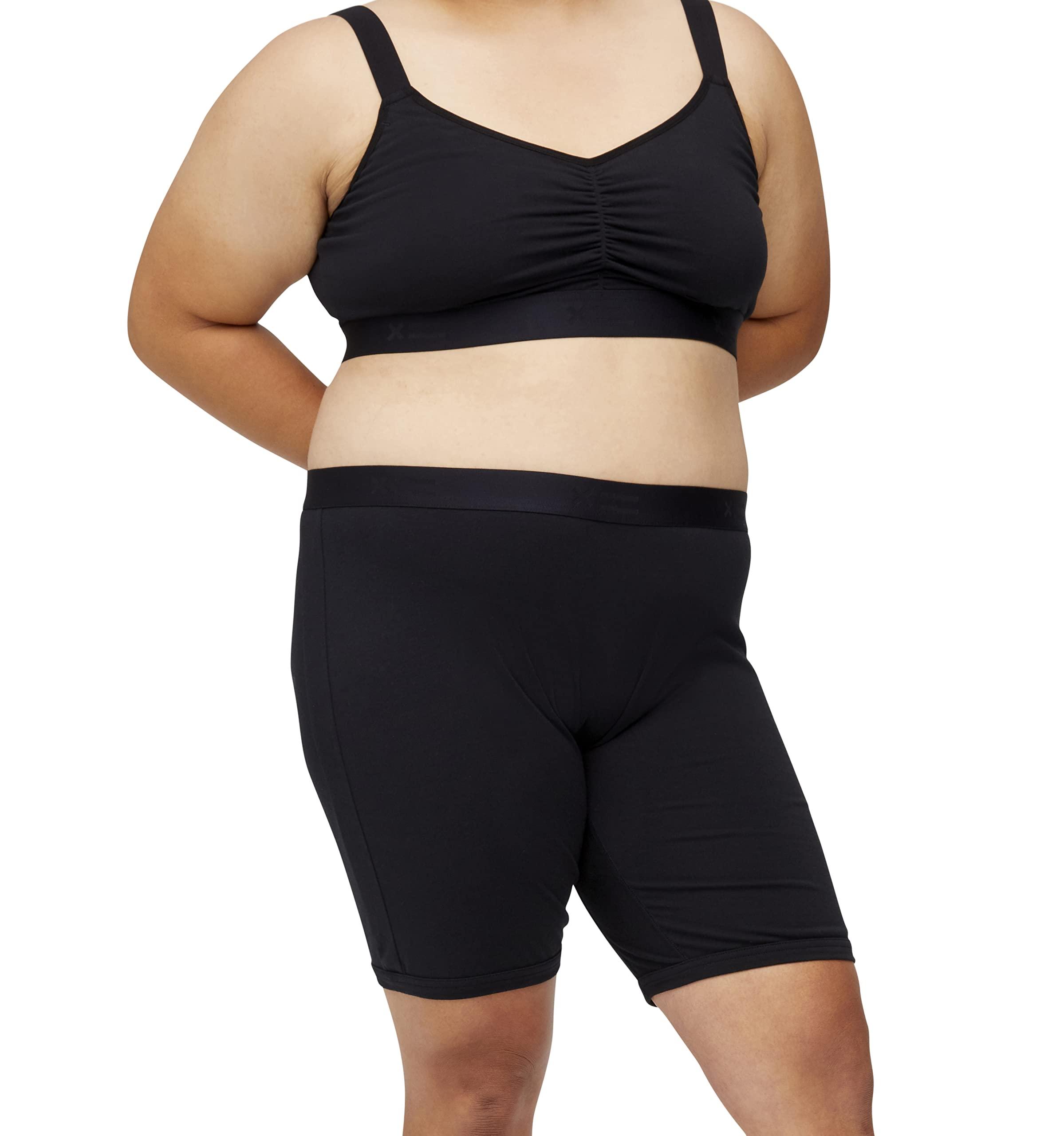 TomboyX TomboyX 9" Boxer Briefs Underwear For Women, Cotton Stretch Comfortable Boy Shorts Panties-4X-Large/X= Black