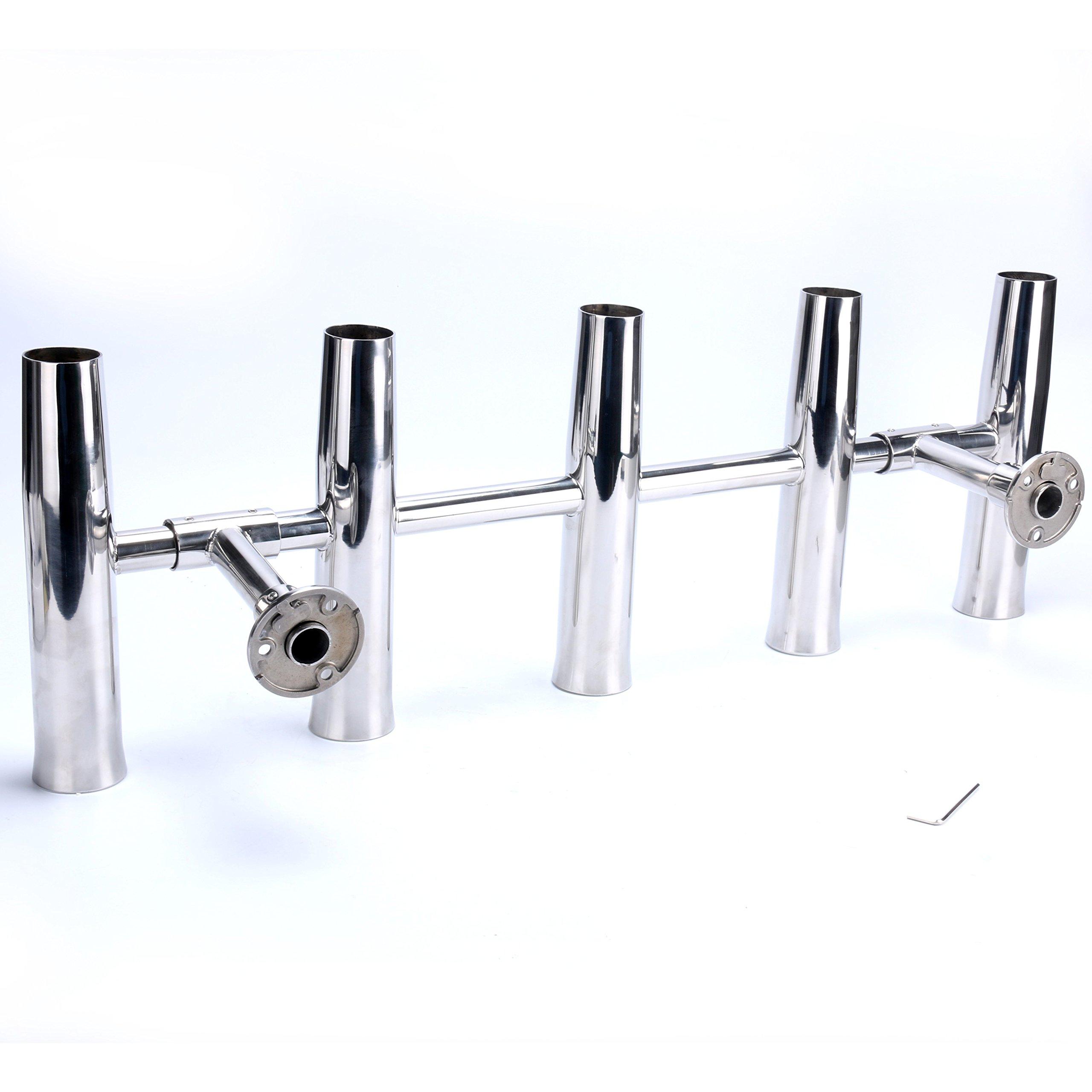 Amarine Made Amarine Made 5 Tube Adjustable Stainless Rocket Launcher Rod Holders , Can Be Rotated 360 Deg