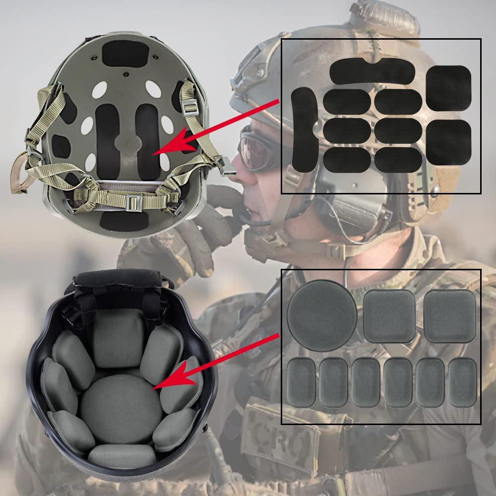 AOUTACC AOUTACC Universal Airsoft Helmet Pads, Helmet Replacement Foam Padding Kits Set Accessories Mats for Fast/Mich/ACH/USMC/PASGT Helmet (Grey-4 Sets)