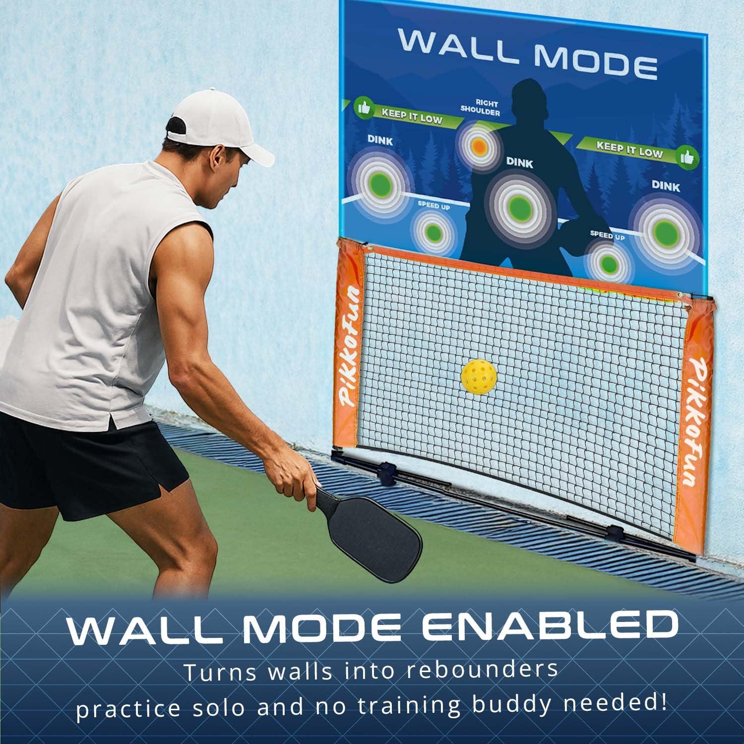 PIKKOFUN PIKKOFUN Small Mini Pickleball Net 5 ft - Portable Pickleball Dink Practice Net for Indoor and Outdoor, USAPA Regulation Height 3 ft., Quick Set Up Lightweight and Durable Design, Orange Net