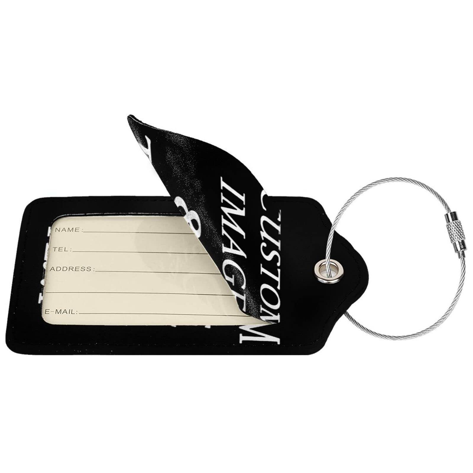 NineFit Basics Personalized Luggage Tags for Suitcases Customized Your Own Name Photo Text Custom Luggage Tags Leather Luggage Tag 1 Pcs