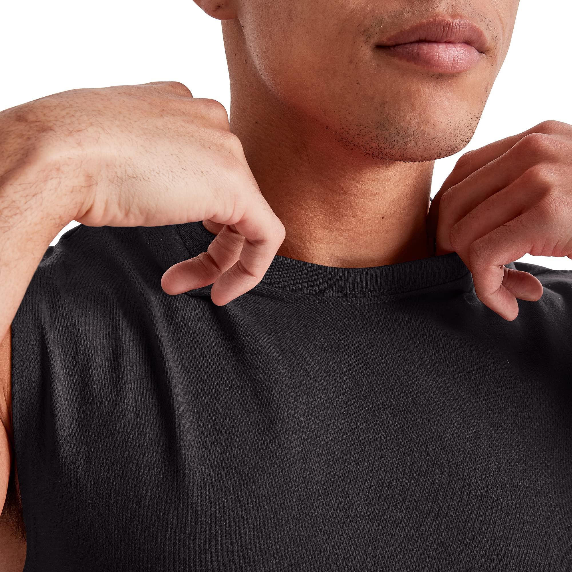 Hanes Hanes Men's Essentials Midweight T Pack, Cotton Muscle Tank Shirts, 3-Pack, Black