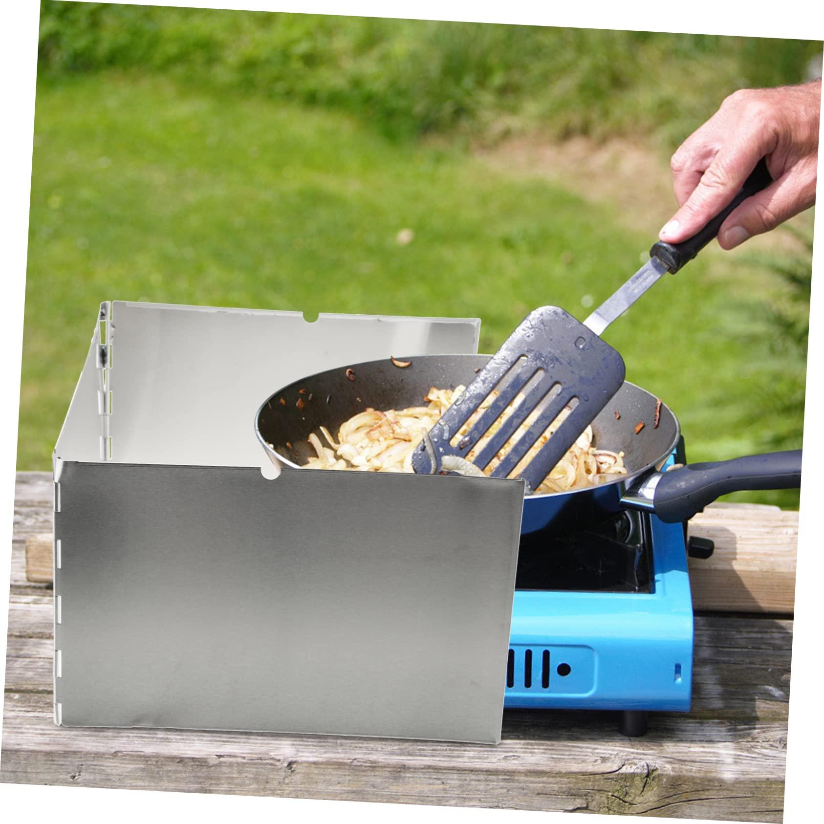 Yardwe Yardwe 1set Folding Stainless Steel Windscreen for Outdoor Camping Stove Efficient Lightweight Travel Accessory for Hiking and Cooking