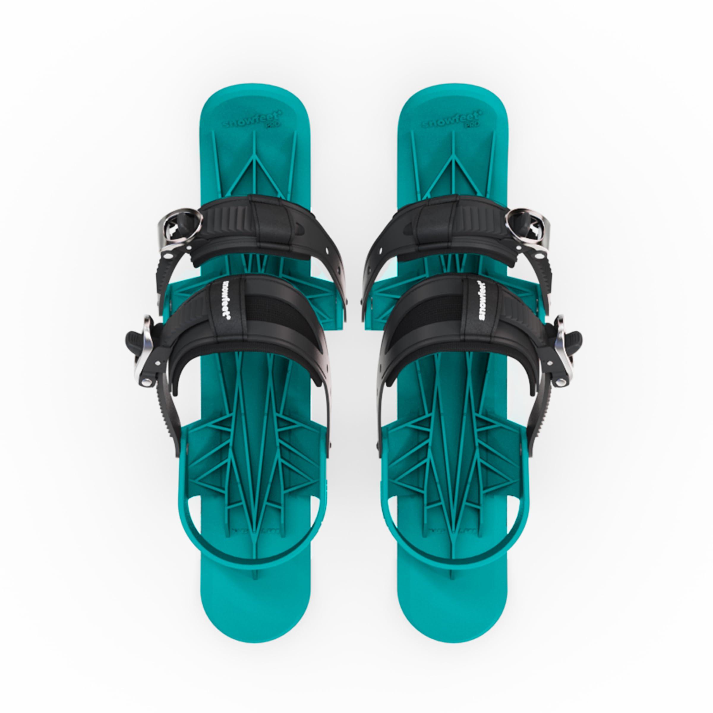 Snowfeet Snowfeet PRO - Mini Short Ski Skates for Snow | Skis for Winter Shoes | Short Snowskates Snowblades Skiboards | The Real Original (Turquoise)