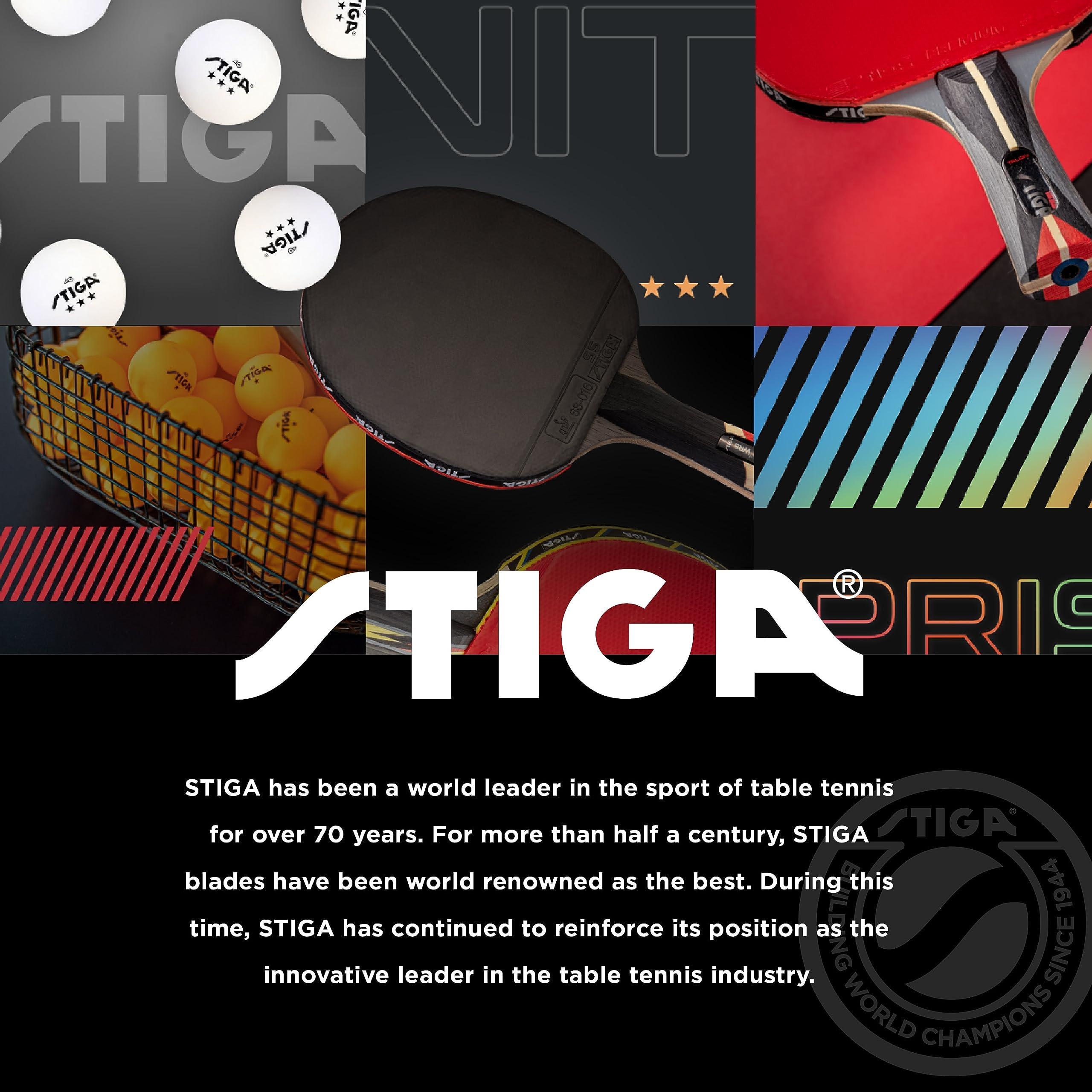 STIGA STIGA Pro Carbon Performance-Level Table Tennis Racket with Carbon Technology for Tournament Play - Red and Blue Colors