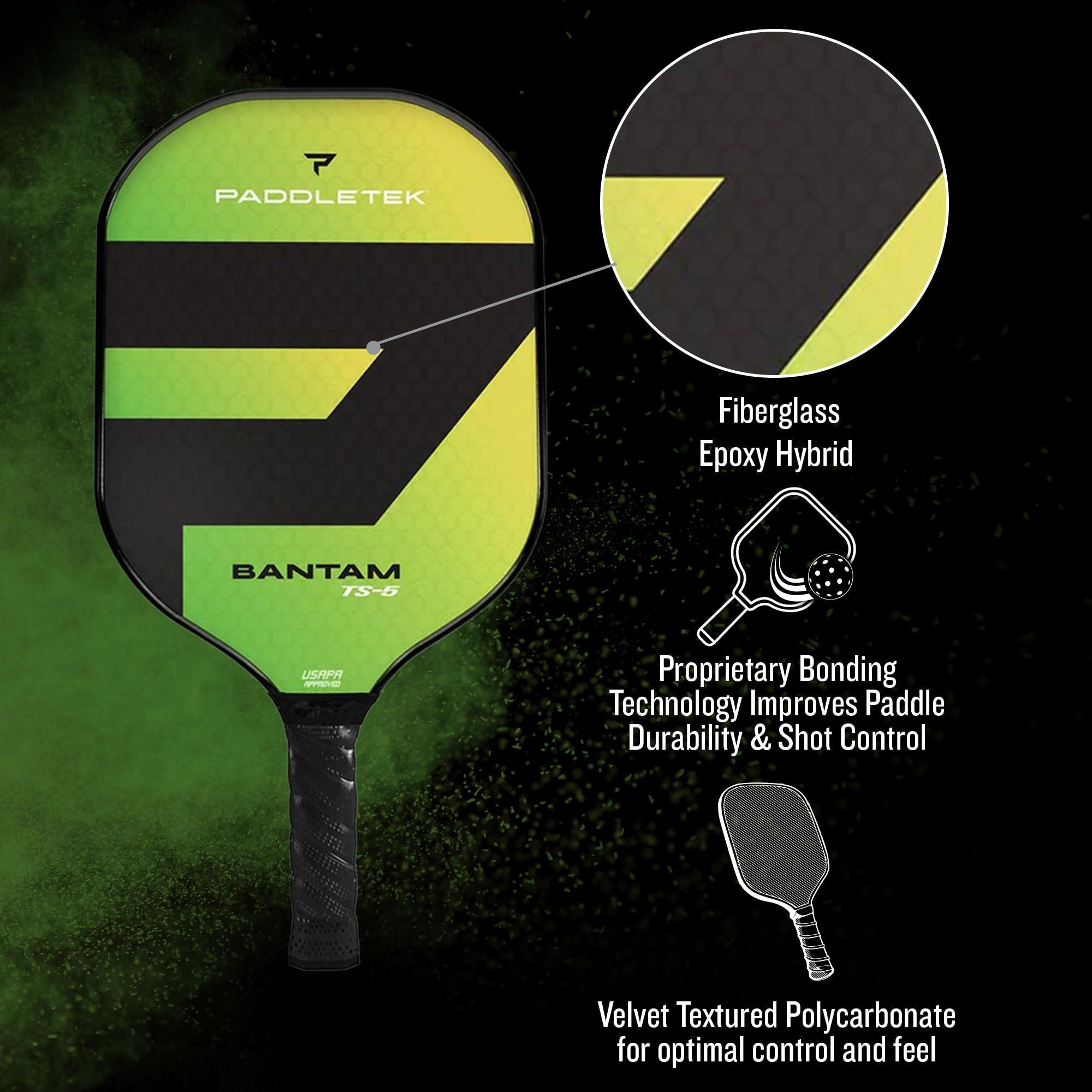 Paddletek Paddletek Bantam TS-5 Pickleball Paddle | Professional Pickleball Paddles with Honeycomb Core, Textured Fiberglass Epoxy Hybrid Surface, Bantam PolyCore & High Tack Performance Grip | USAPA Approved