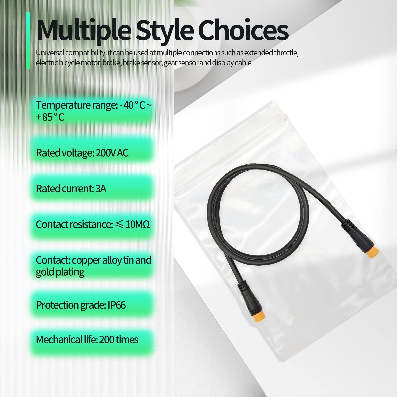 MUSELK Ebike Extension Cable 2/3/4/5/6 Pin Waterproof Plug Female to Male for Electric Bicycle Motorbike Mid Drive/Hub Motor Conversion Kit Light/Throttle/PAS/Display/Shift Sensor Signal Line (2PIN-M-M)