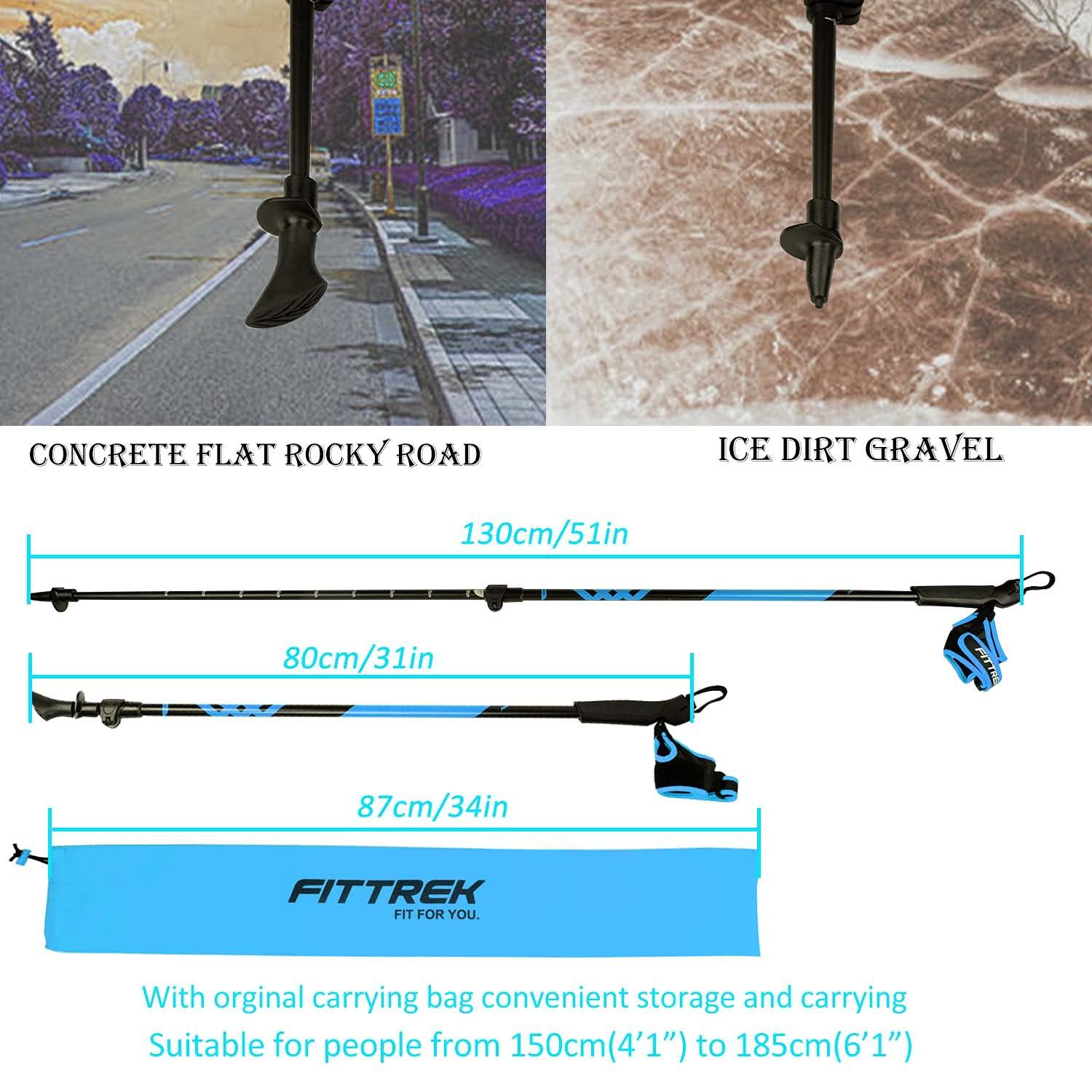 FitTrek FitTrek Nordic Walking Poles for Men Women - 2 Pack Aluminum Nordic Walking Sticks - Nordic Poles with Ergonomic Grip Adjustable Ultralight for Hiking, Camping, Trekking, Mountaineering, Backpacking