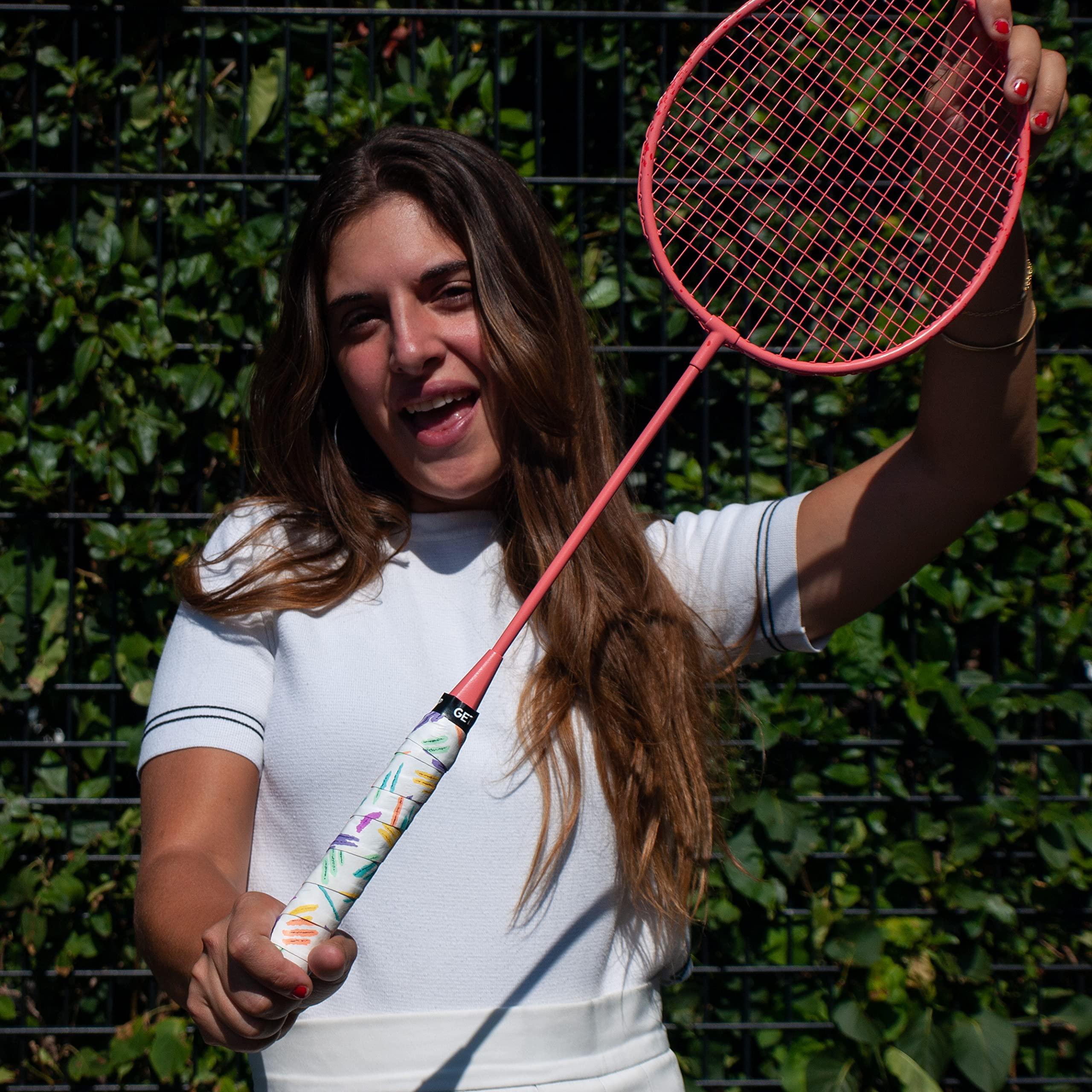 Get A Grip Get A Grip - Custom Tennis Racket Grip Tape - Anti-Slip/Quick-Drying Tennis Overgrips - Precut Badminton Racket Grip with Finishing Tape (Spring & Bounce, 1 Grip)